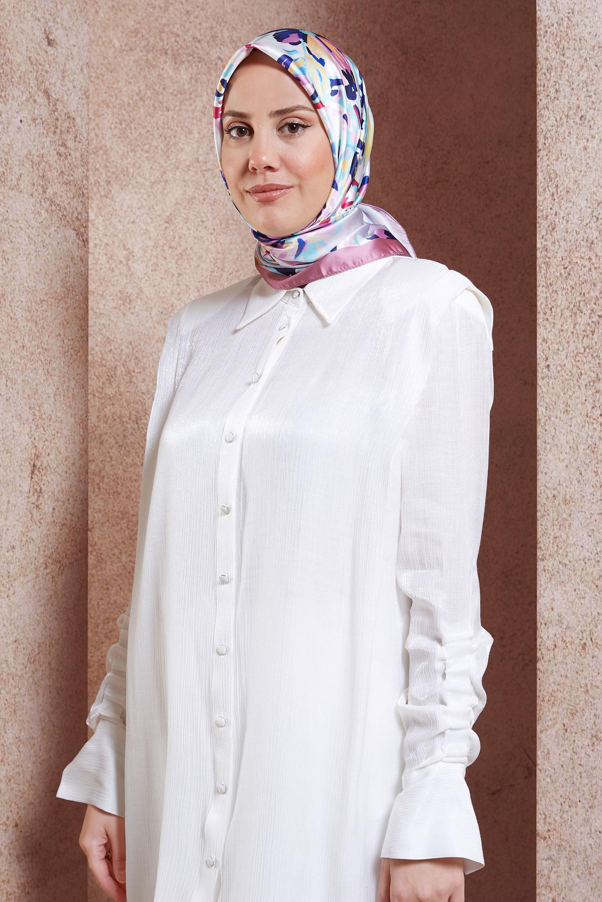 Tesettür giyim PEMBE ALVİNA DİJİTAL EŞARP 3313