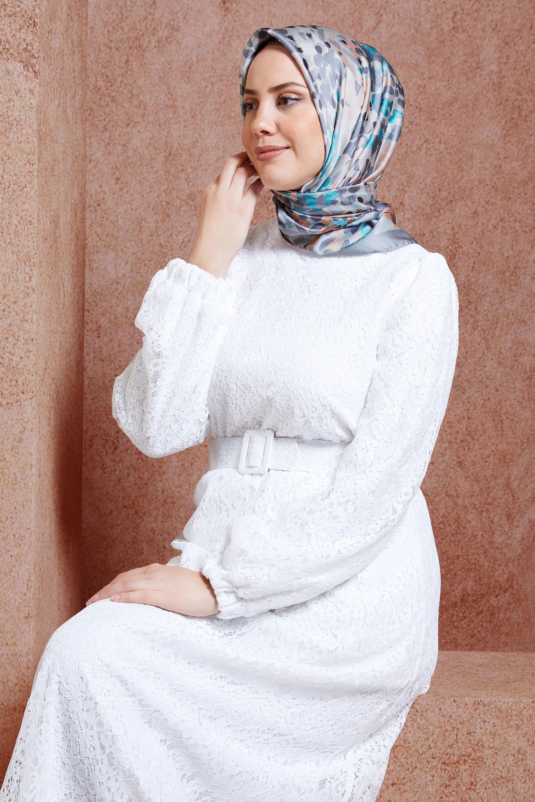 Tesettür giyim GRİ ALVİNA DİJİTAL EŞARP 3316