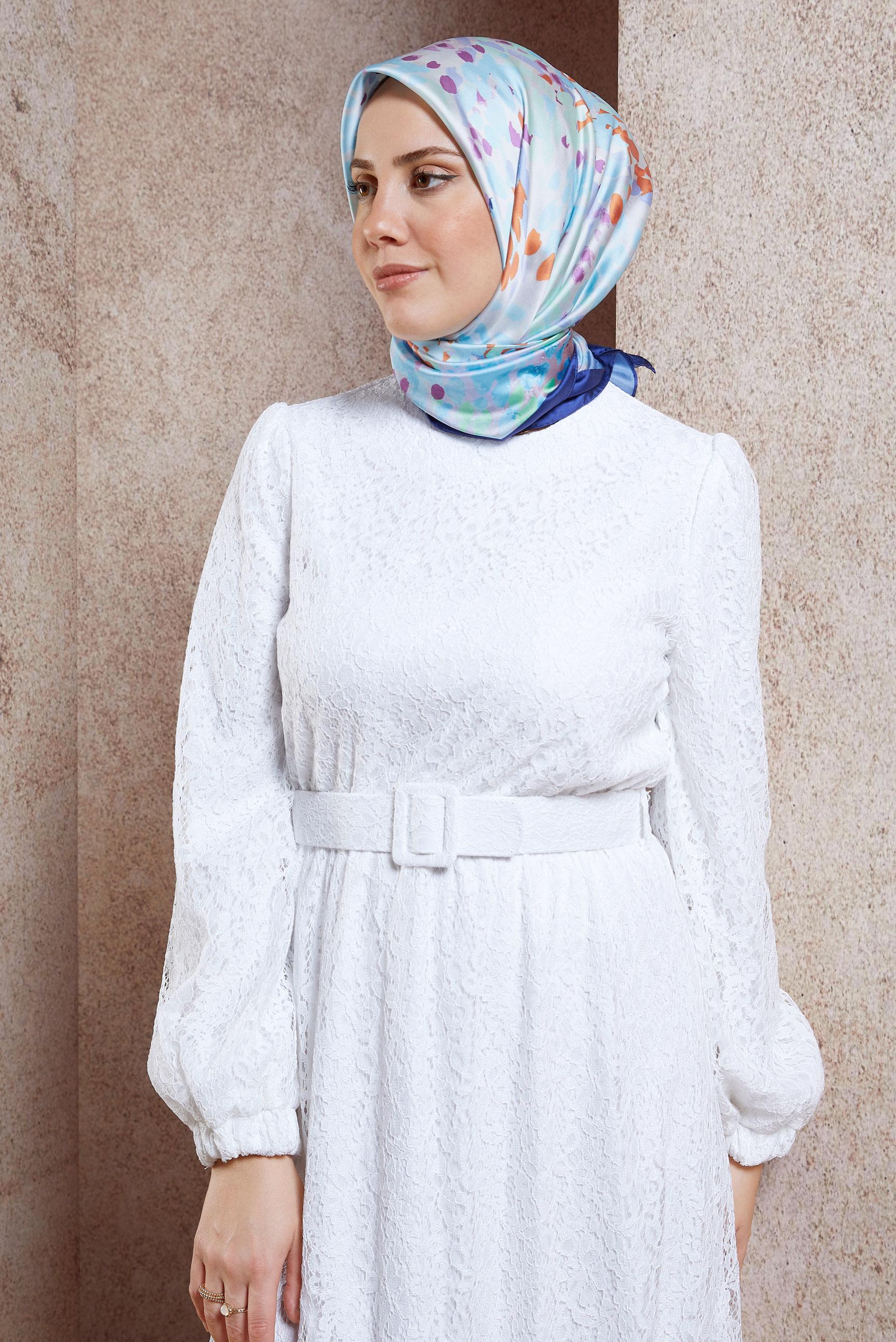 Vêtements hijab BLEU MARINE ÉCHARPE À MOTIFS ALVINA 3316