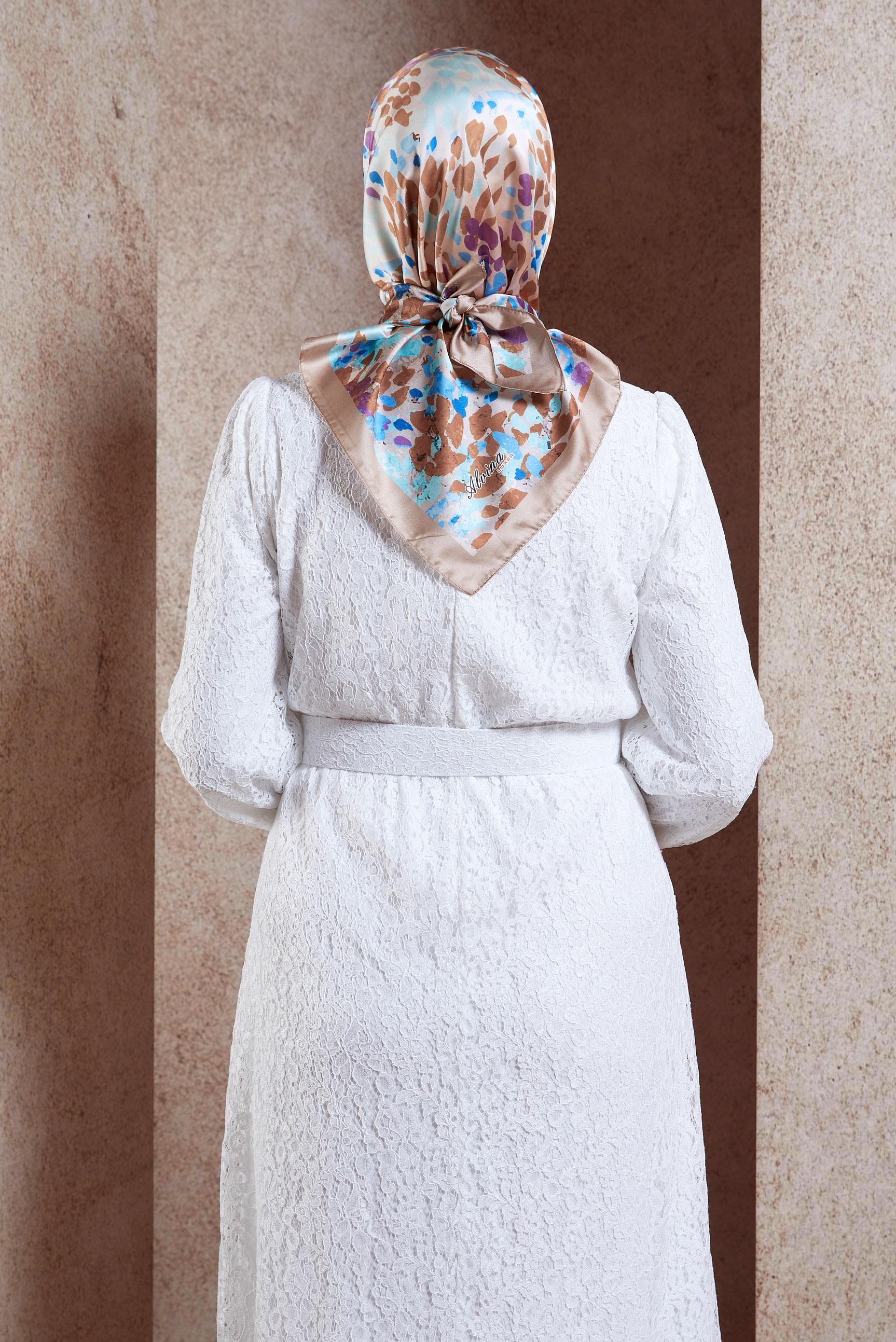 Tesettür giyim VİZON ALVİNA DİJİTAL EŞARP 3316