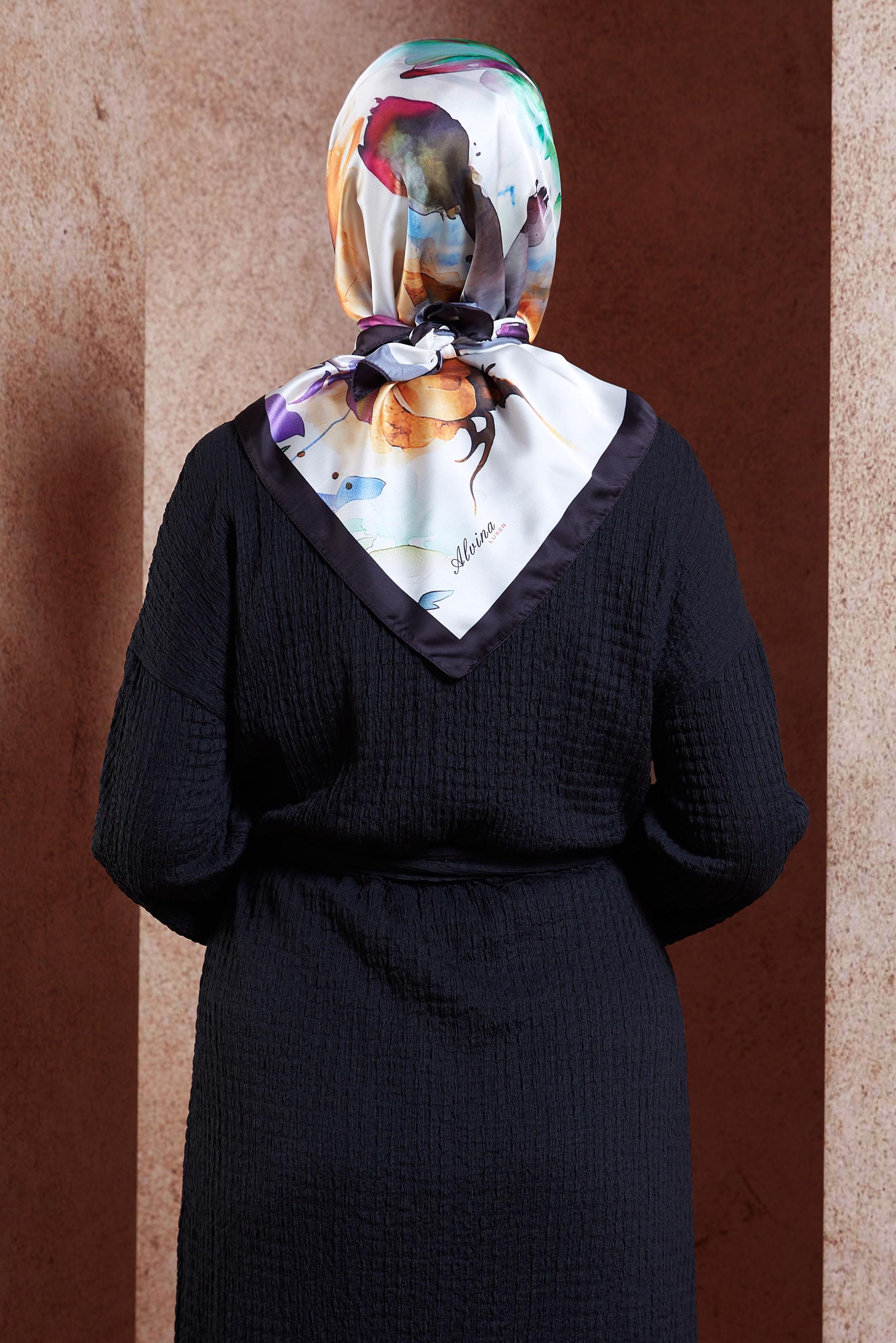 Tesettür giyim SİYAH ALVİNA DİJİTAL EŞARP 3318