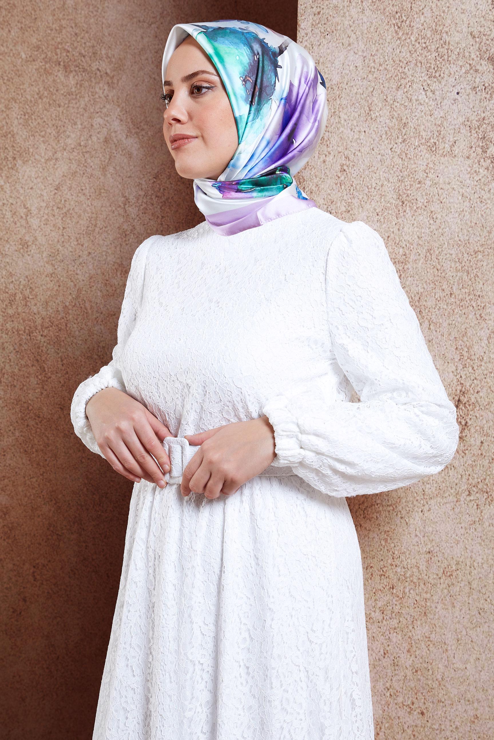 Tesettür giyim MOR ALVİNA DİJİTAL EŞARP 3318