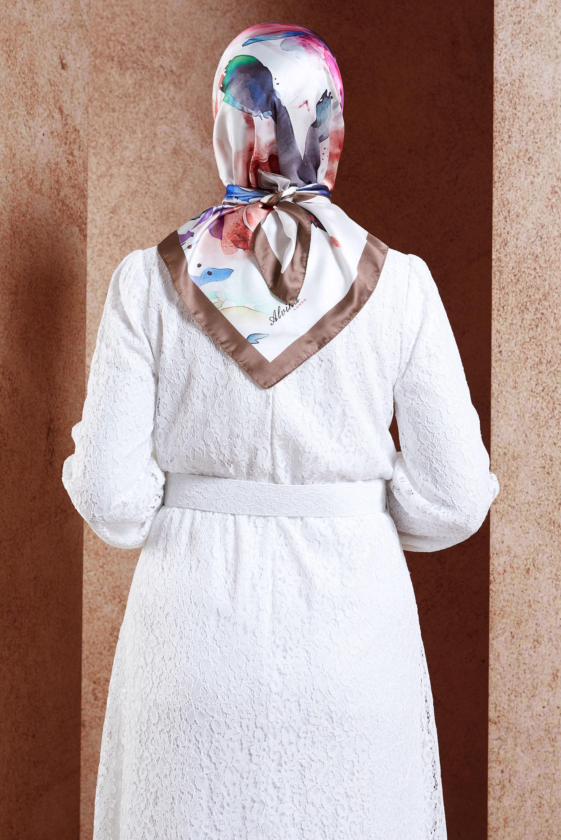 Tesettür giyim KAHVE ALVİNA DİJİTAL EŞARP 3318