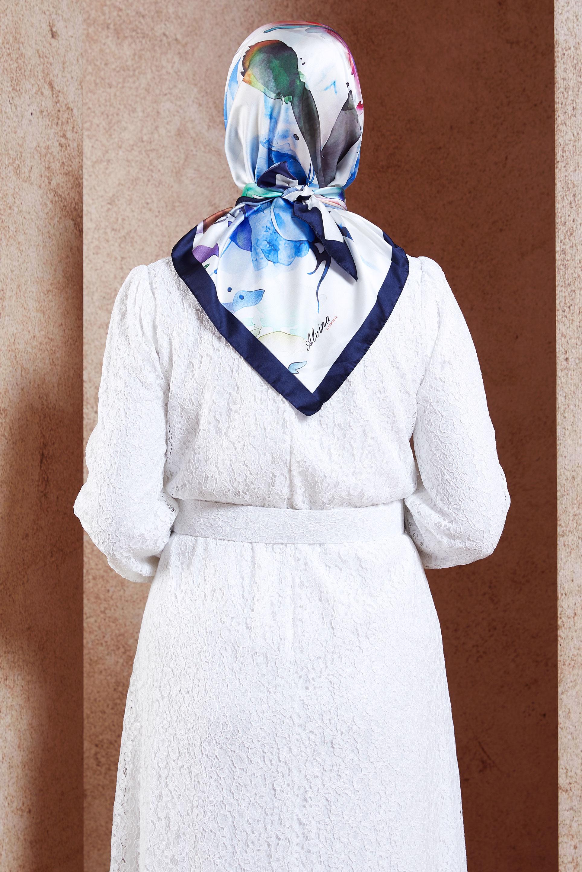 Tesettür giyim LACİVERT ALVİNA DİJİTAL EŞARP 3318