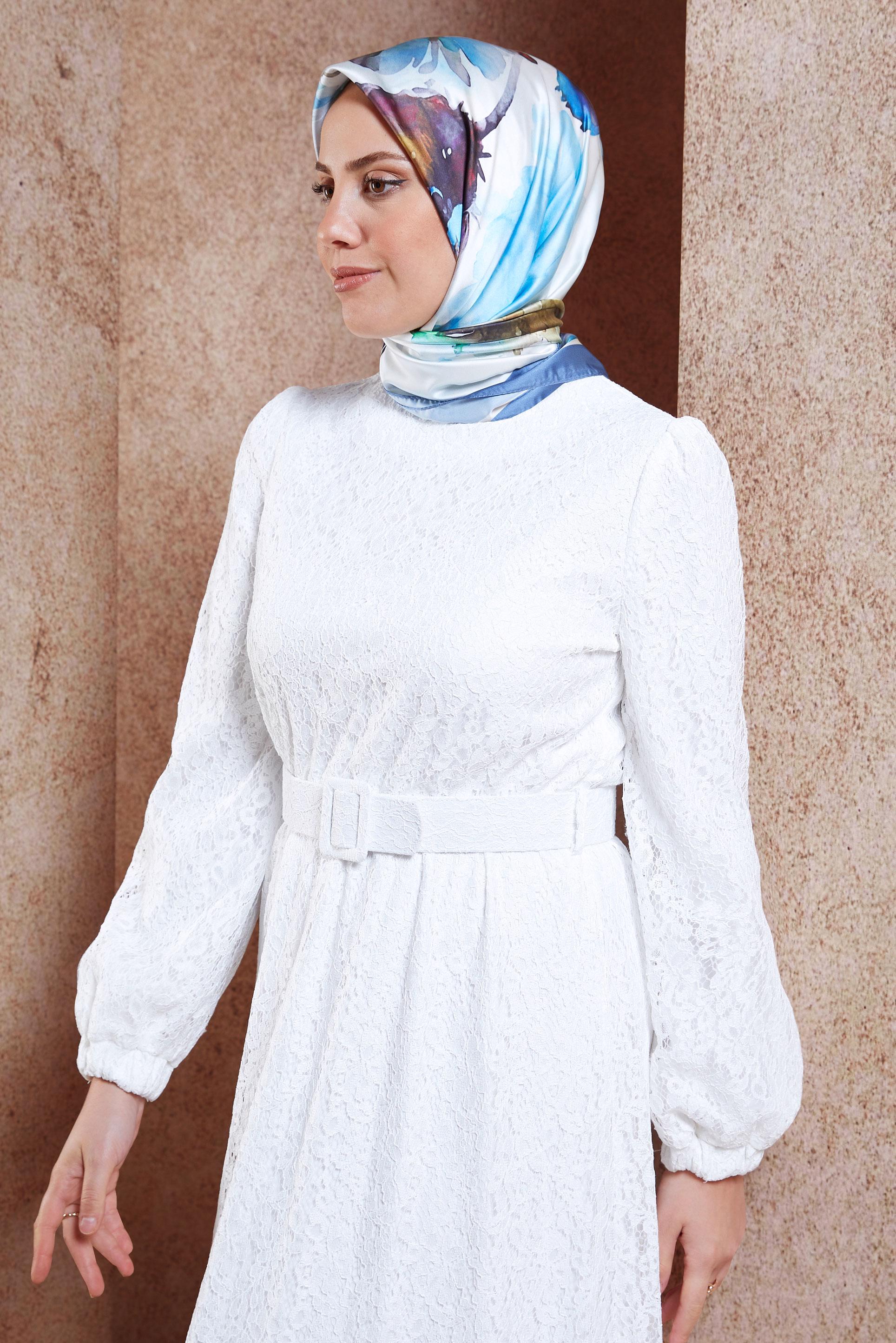 Tesettür giyim LACİVERT ALVİNA DİJİTAL EŞARP 3318