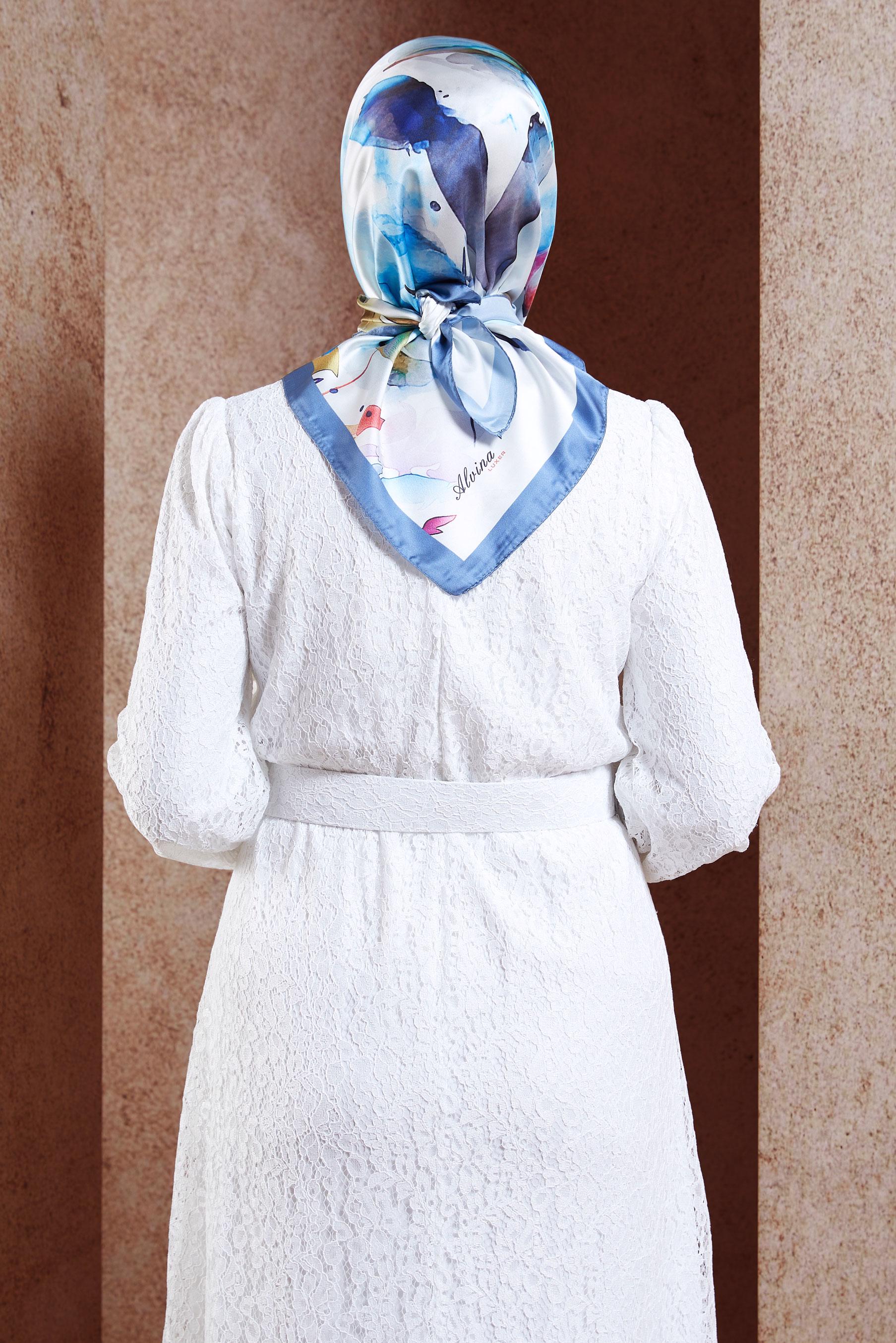 Tesettür giyim LACİVERT ALVİNA DİJİTAL EŞARP 3318