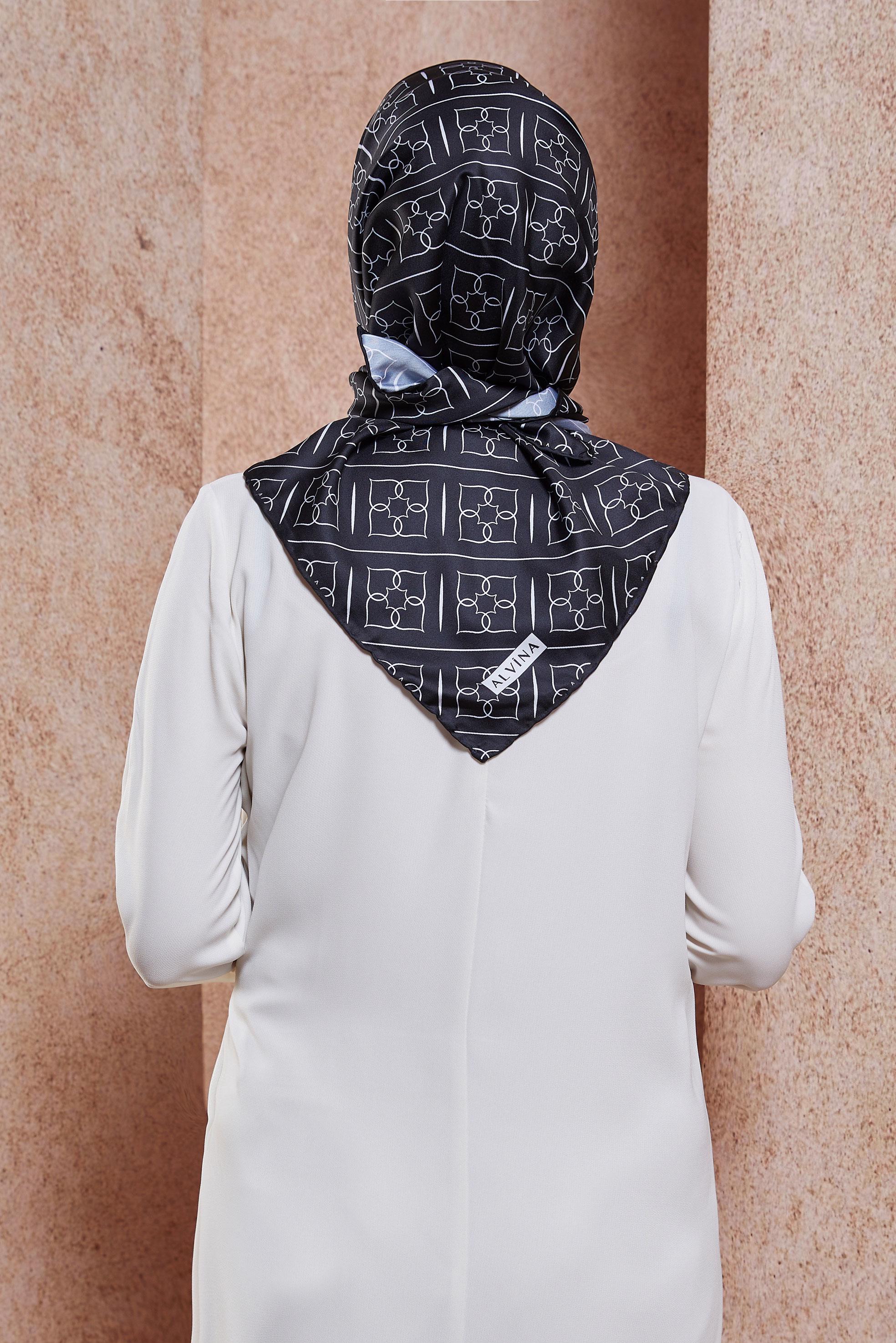 Tesettür giyim SİYAH ALVİNA DİJİTAL EŞARP 6613