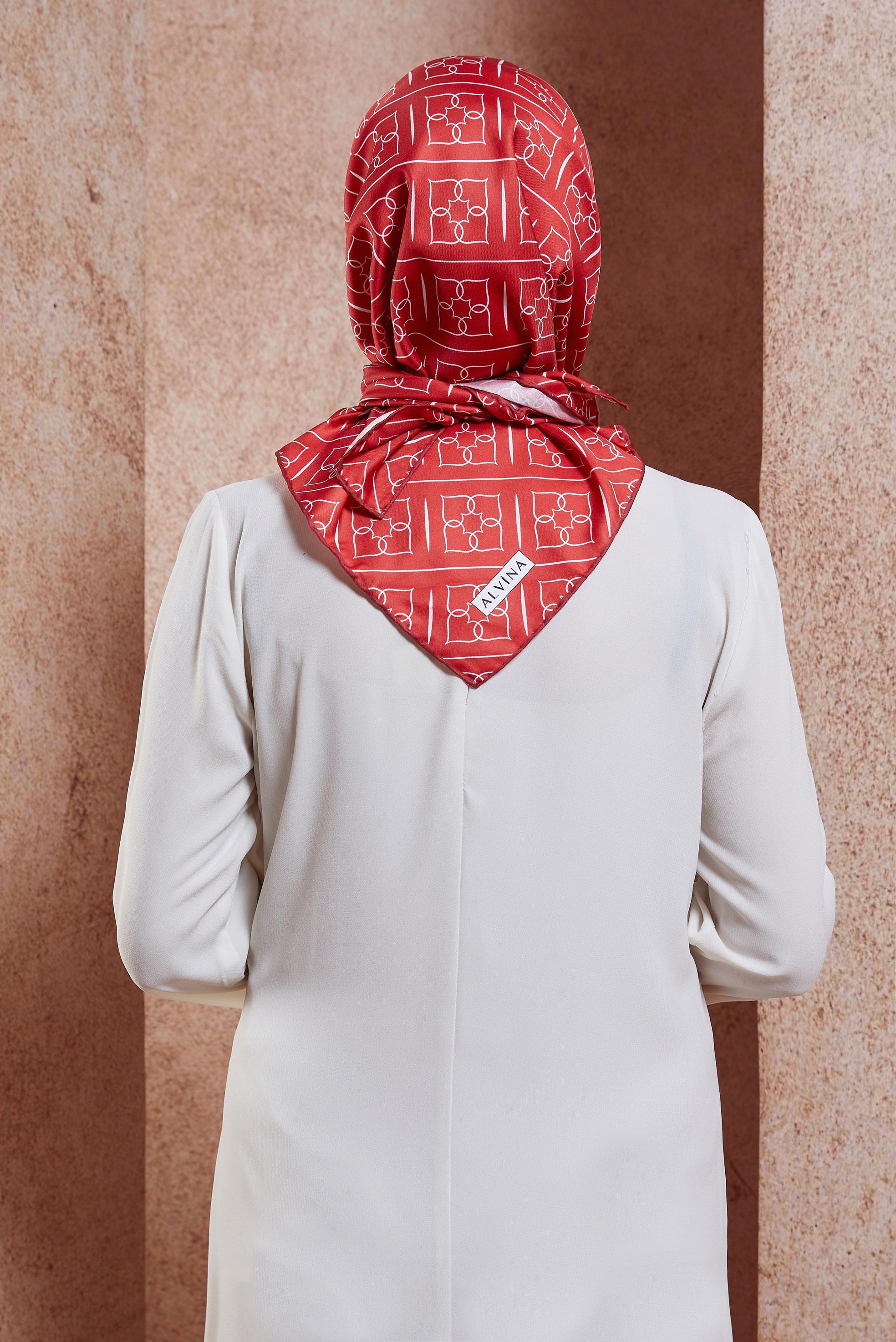 Tesettür giyim KIRMIZI ALVİNA DİJİTAL EŞARP 6613