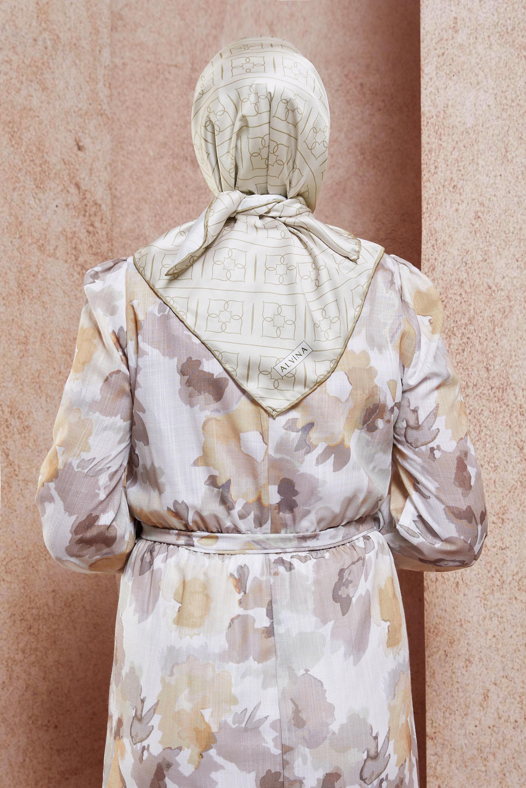 Tesettür giyim BEJ ALVİNA DİJİTAL EŞARP 6613