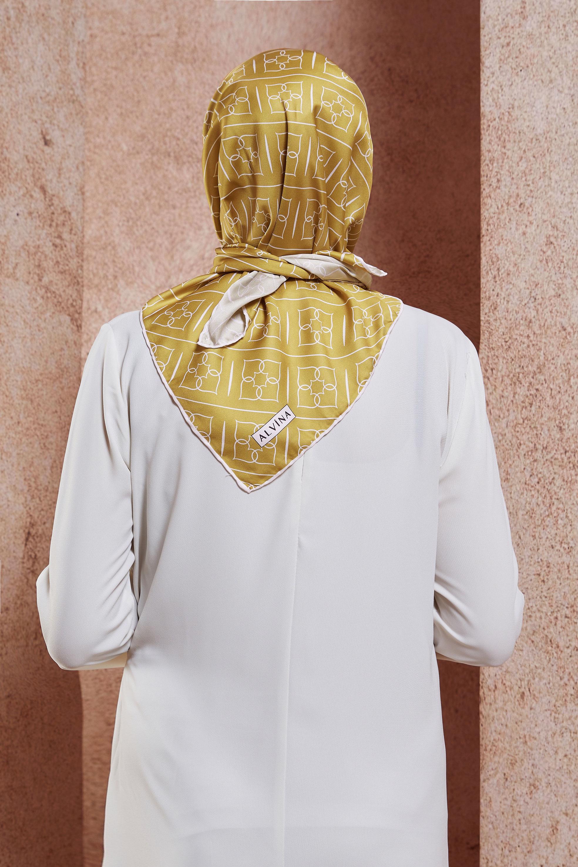 Tesettür giyim SARI ALVİNA DİJİTAL EŞARP 6613