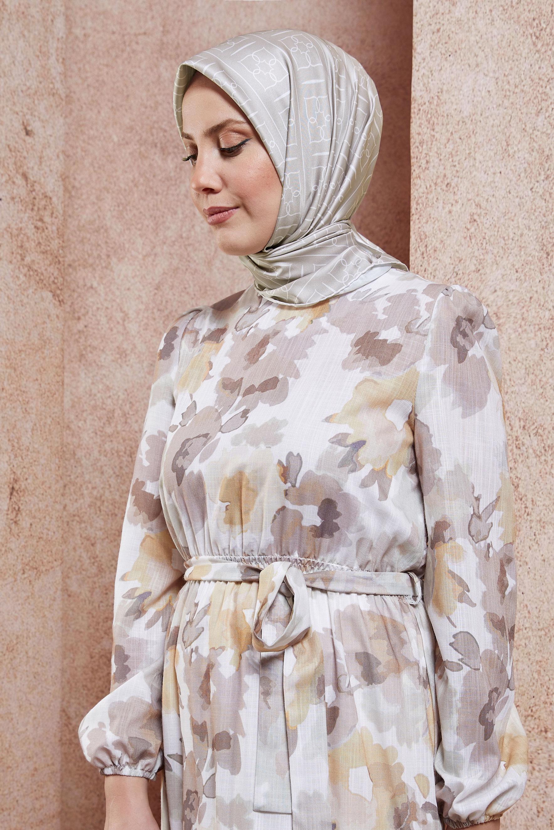 Tesettür giyim VİZON ALVİNA DİJİTAL EŞARP 6613