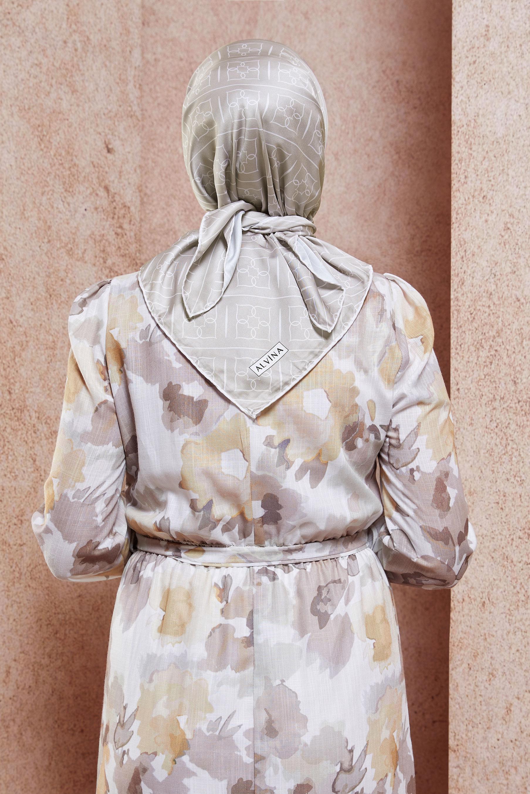 Tesettür giyim VİZON ALVİNA DİJİTAL EŞARP 6613