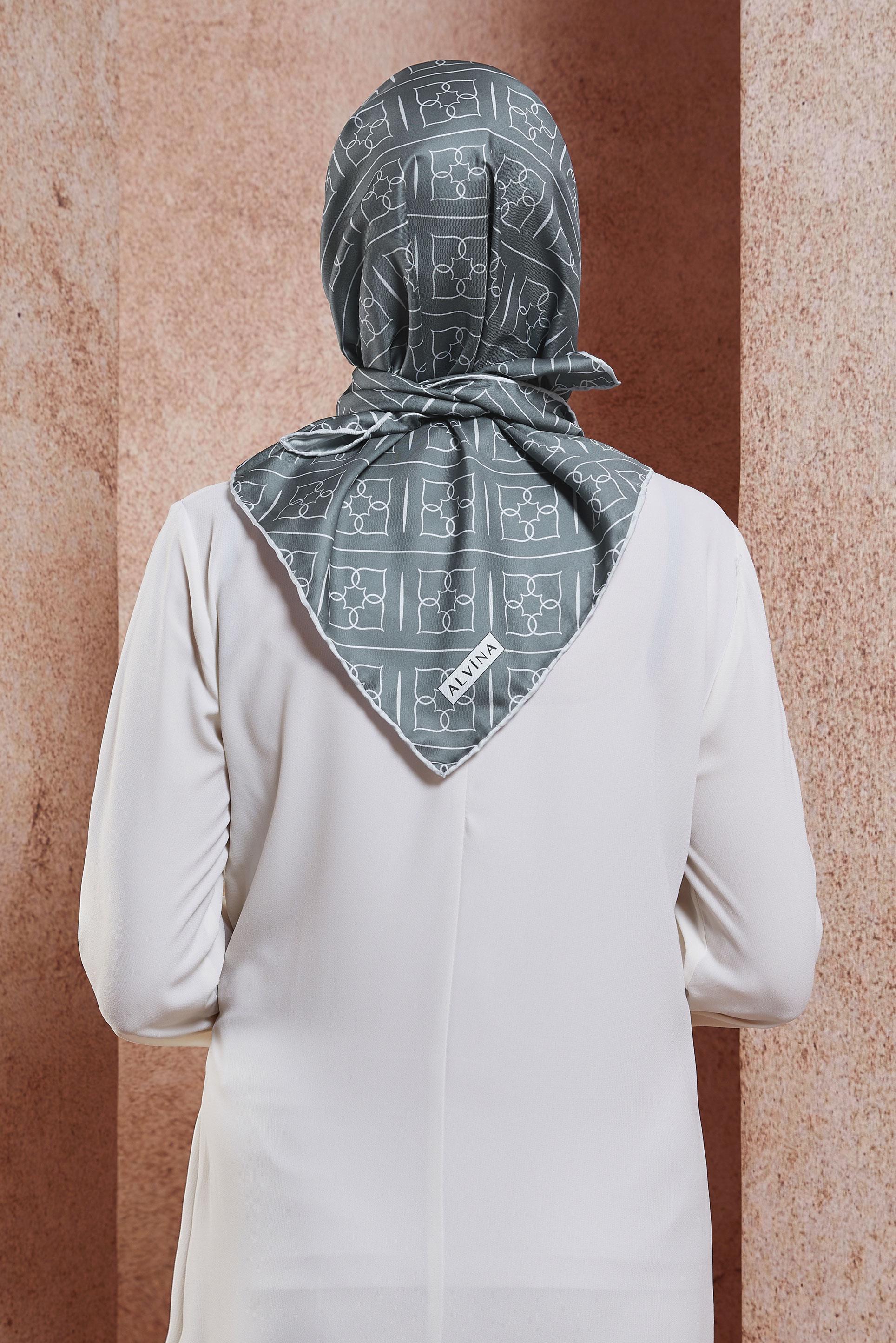 Tesettür giyim GRİ ALVİNA DİJİTAL EŞARP 6613