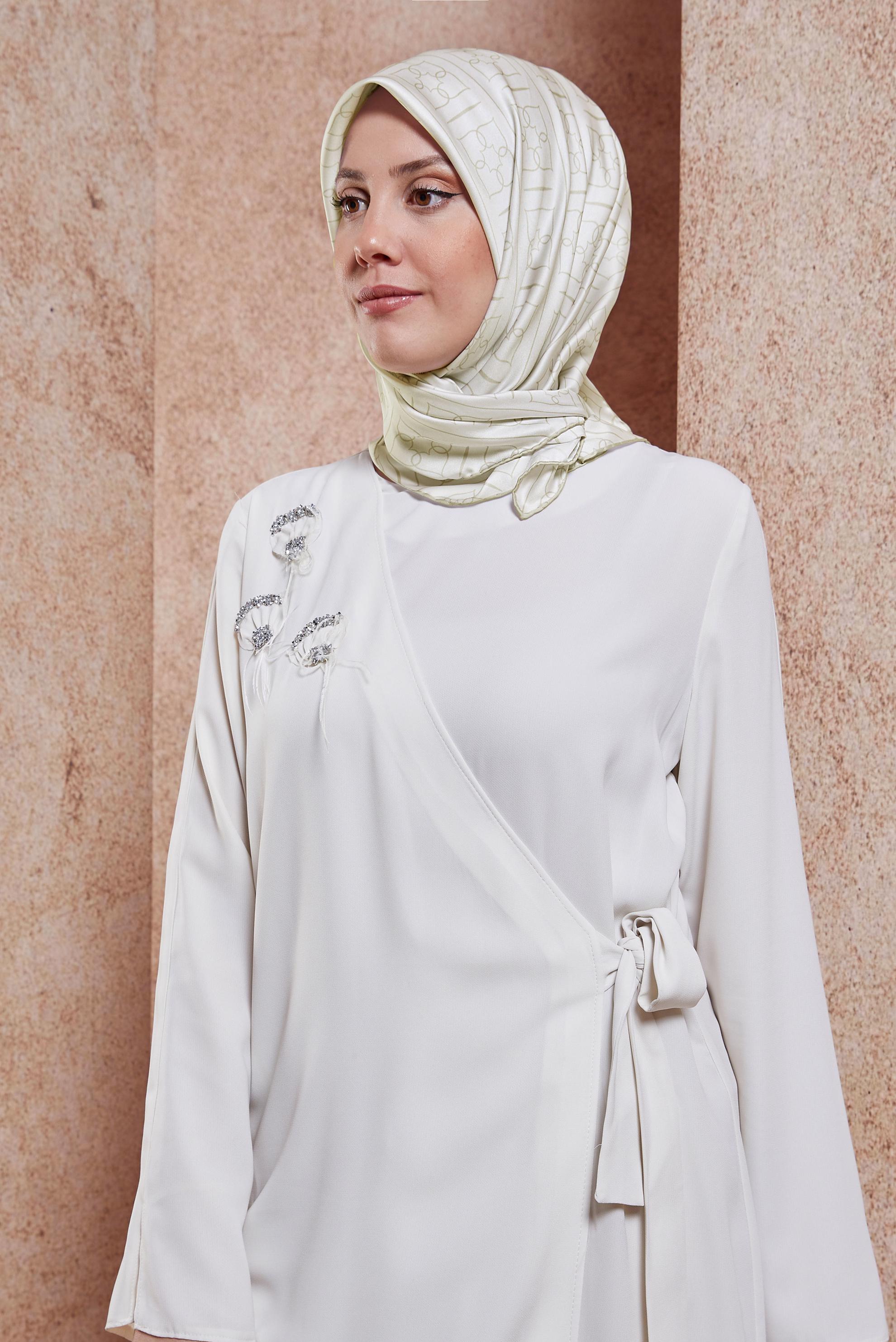 Tesettür giyim BEJ ALVİNA DİJİTAL EŞARP 6613