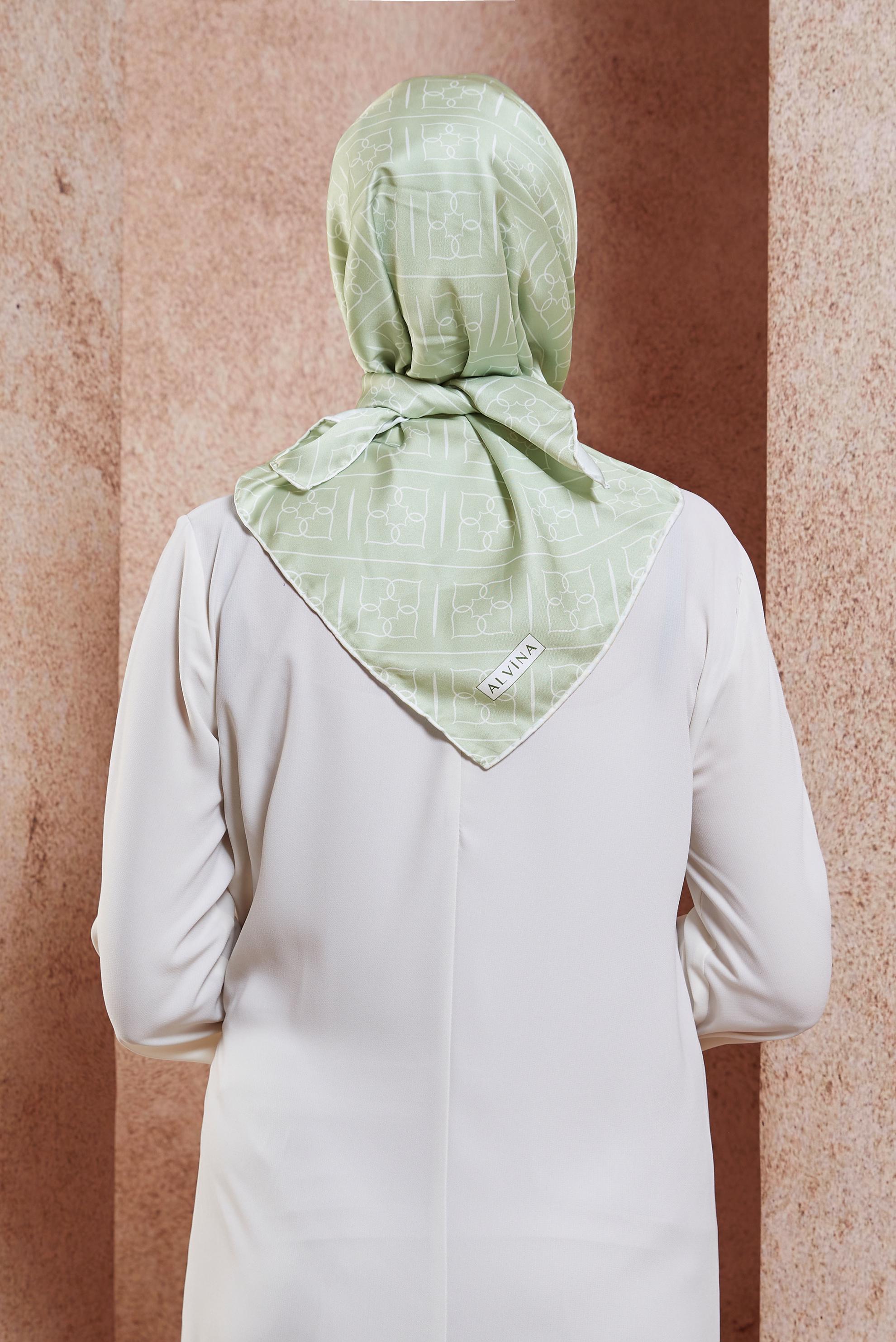 Tesettür giyim YEŞİL ALVİNA DİJİTAL EŞARP 6613