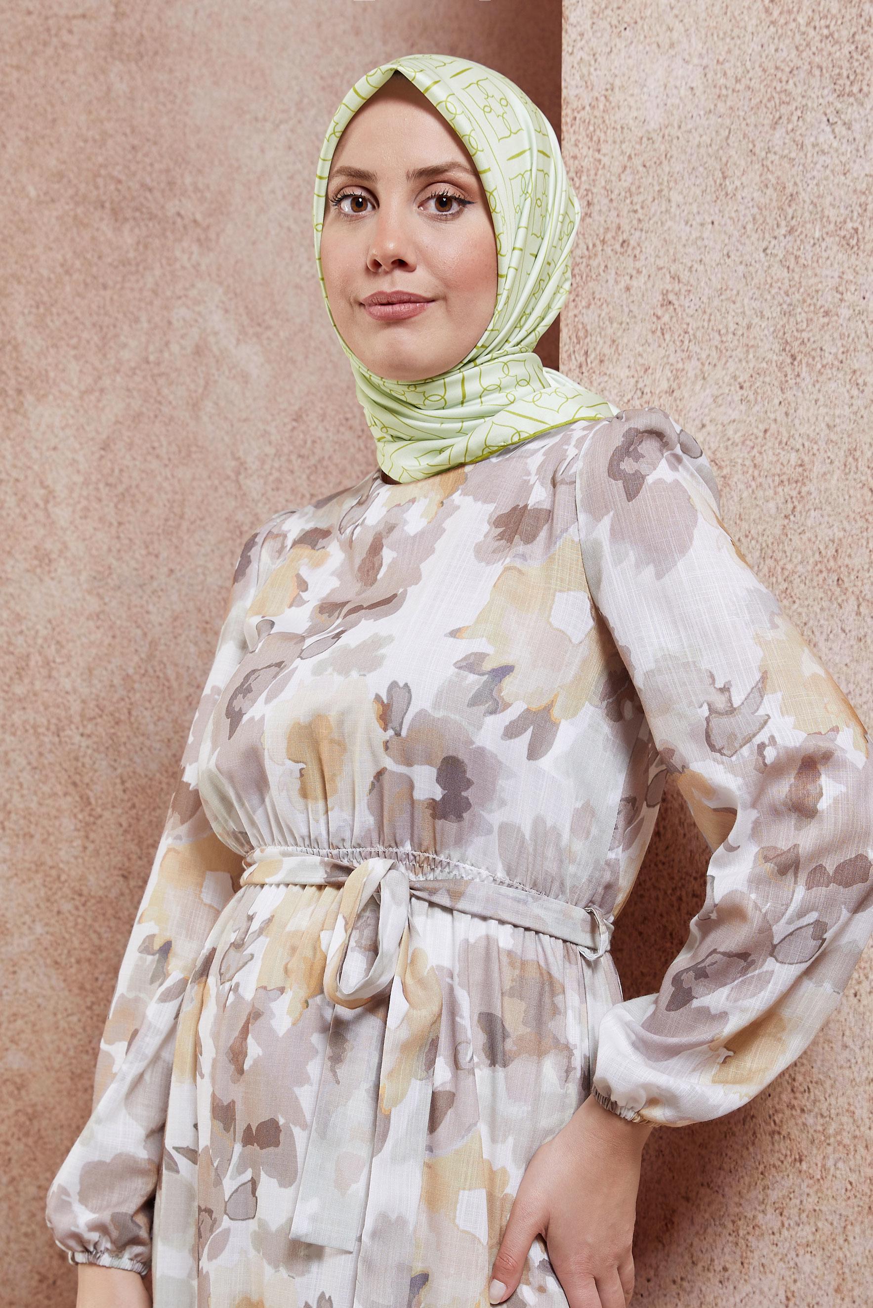Tesettür giyim YEŞİL ALVİNA DİJİTAL EŞARP 6613