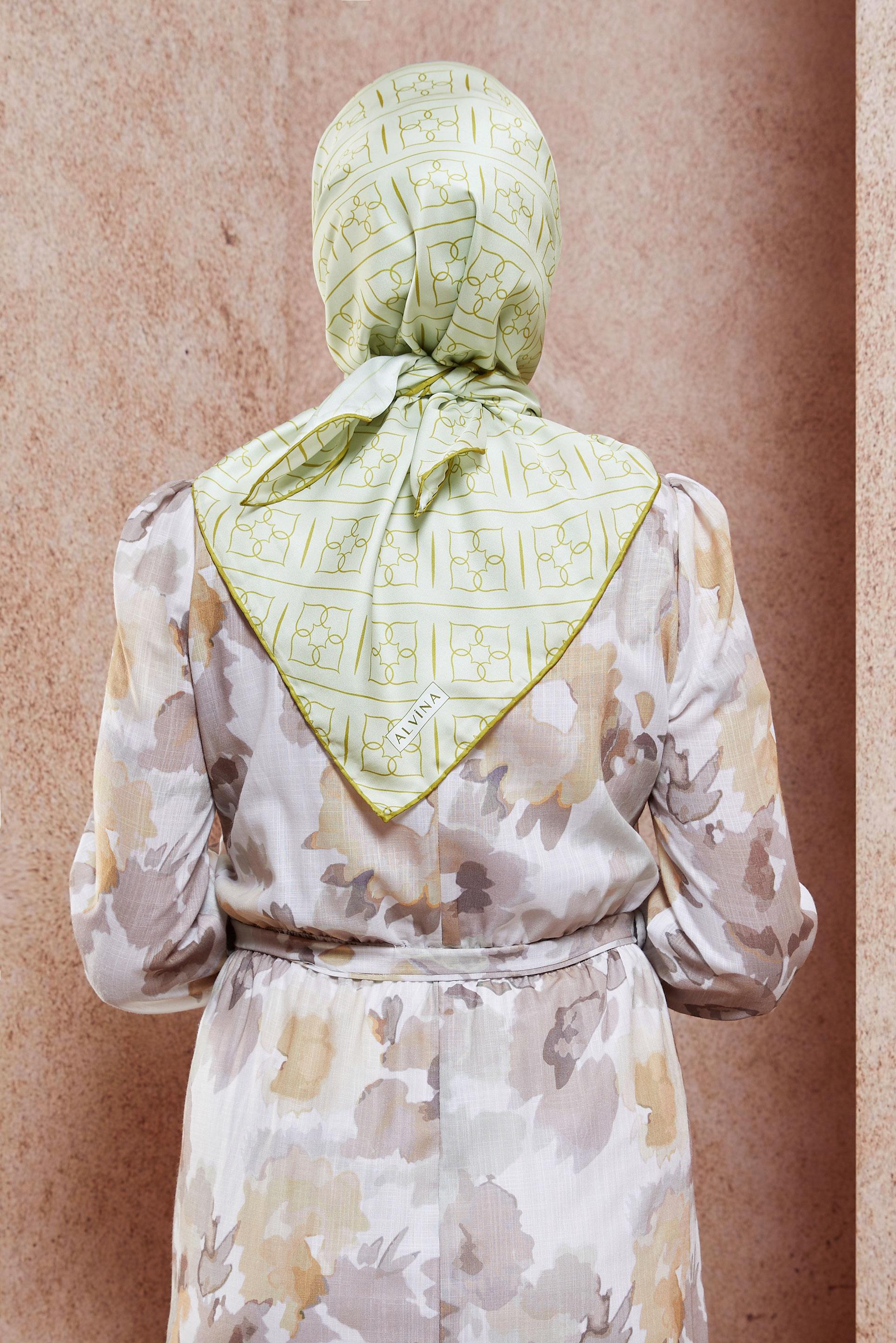 Tesettür giyim YEŞİL ALVİNA DİJİTAL EŞARP 6613