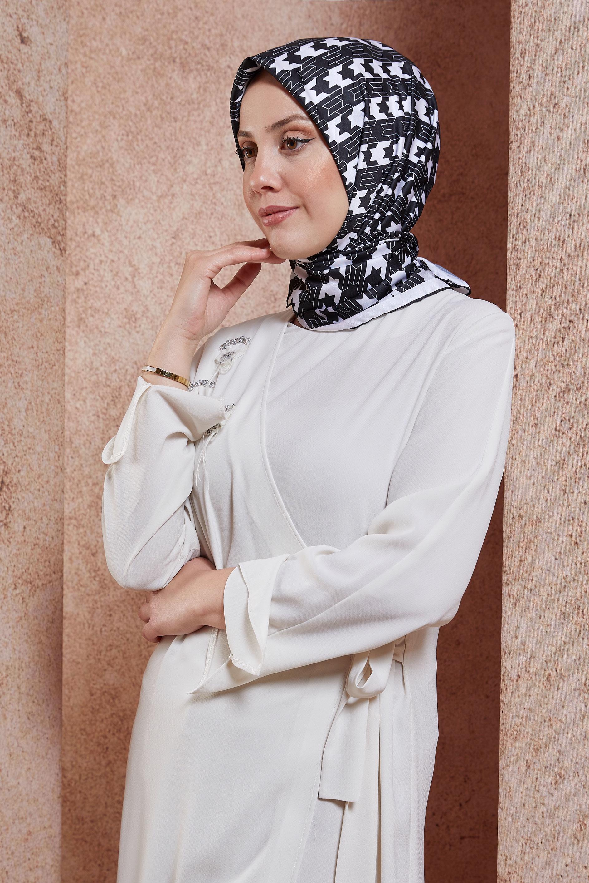 Tesettür giyim SİYAH ALVİNA DİJİTAL EŞARP 6801