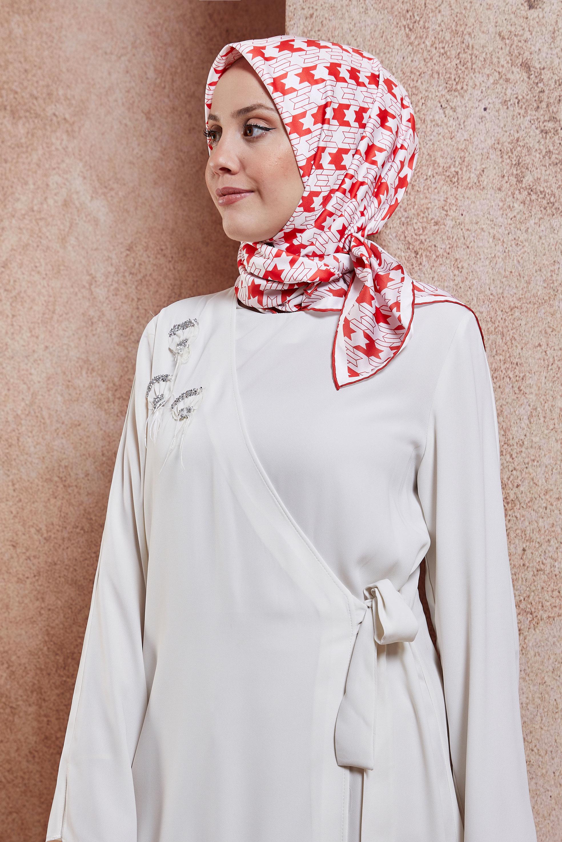 Tesettür giyim KIRMIZI ALVİNA DİJİTAL EŞARP 6801