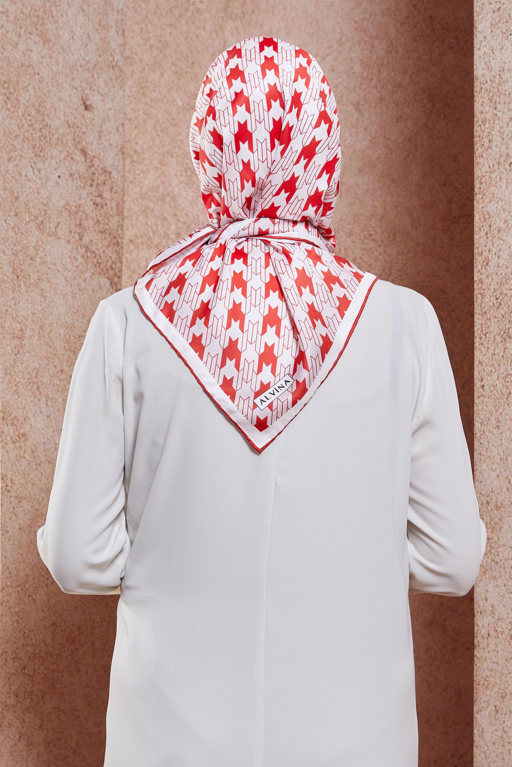 Tesettür giyim KIRMIZI ALVİNA DİJİTAL EŞARP 6801