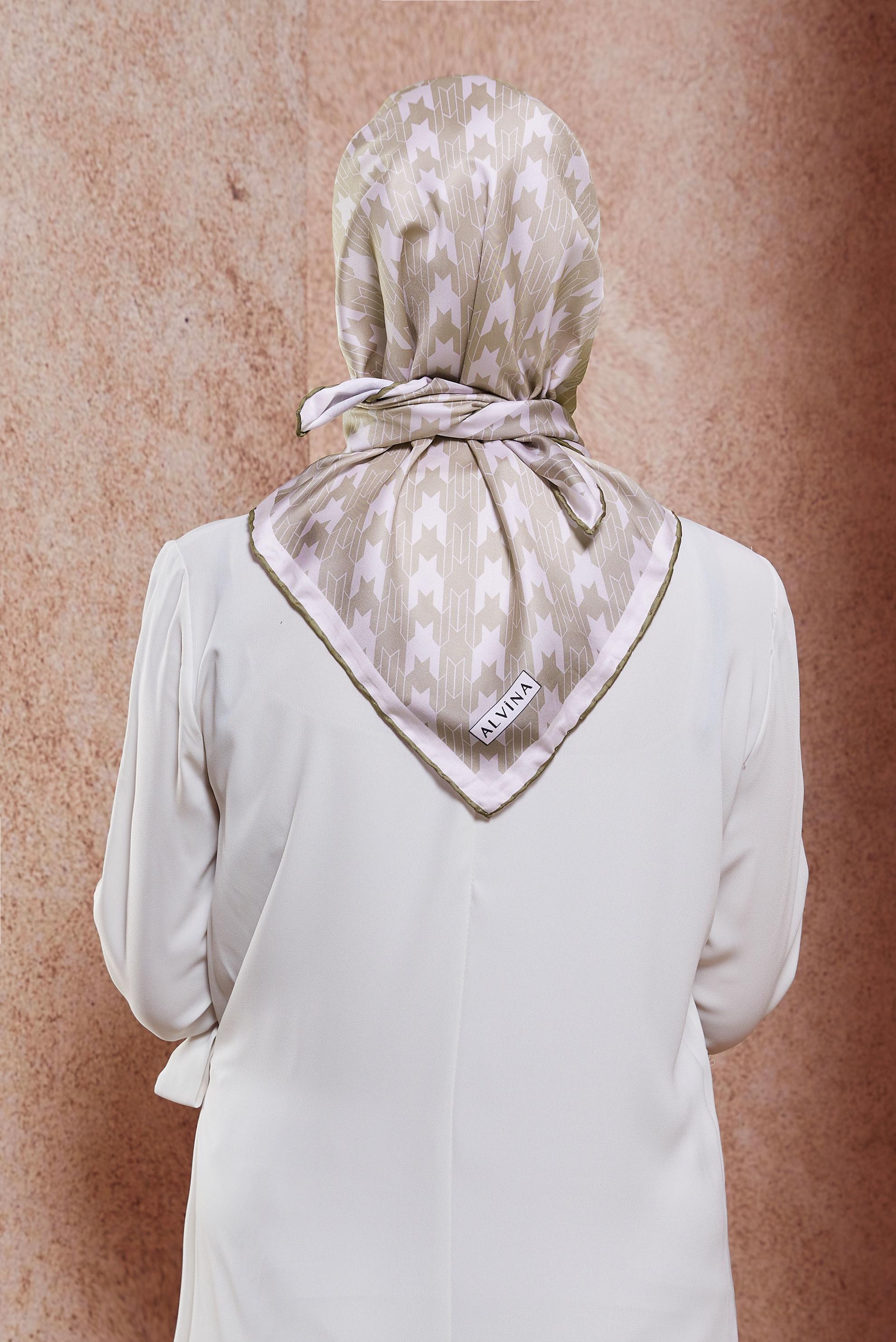 Tesettür giyim BEJ ALVİNA DİJİTAL EŞARP 6801