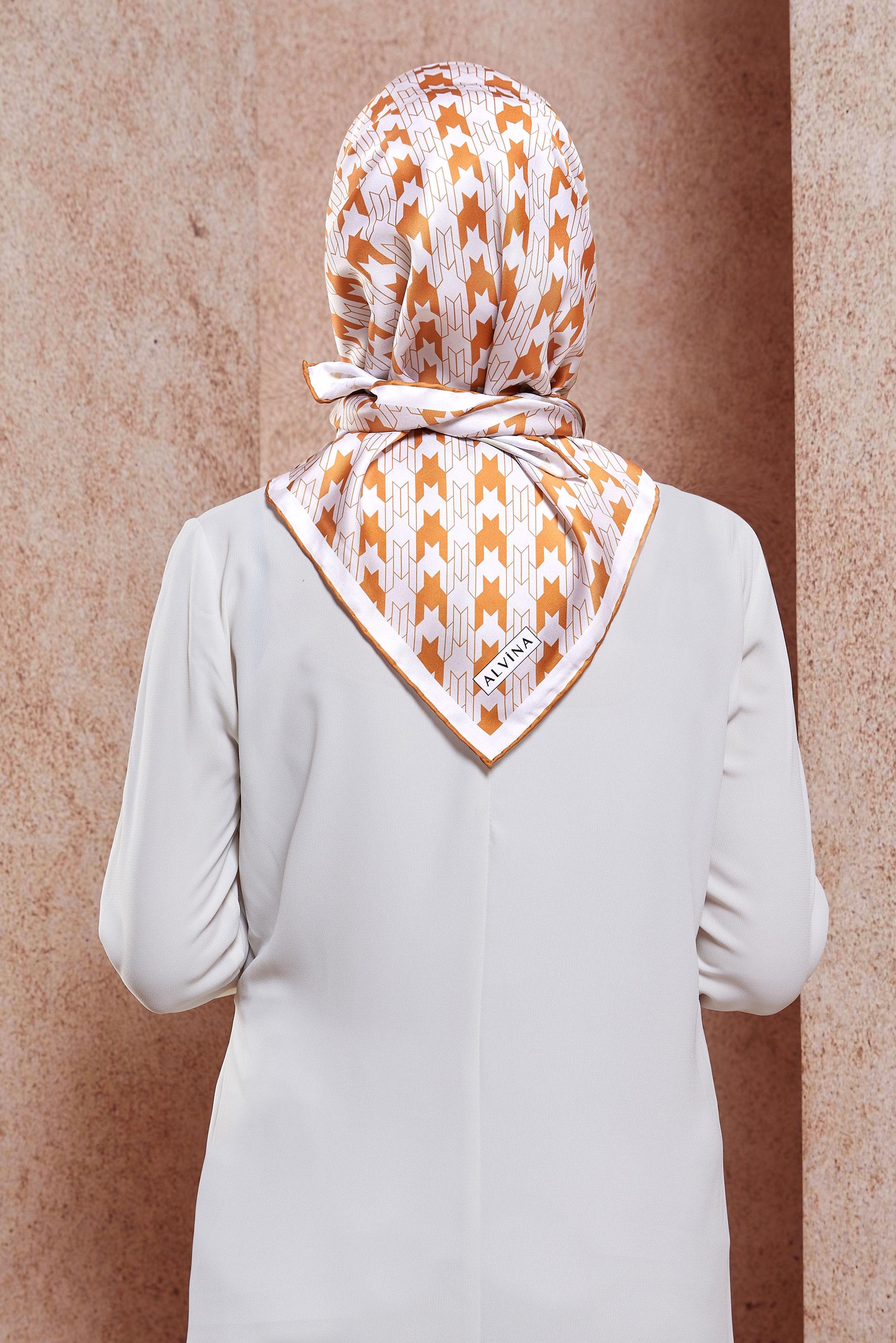 Tesettür giyim TURUNCU ALVİNA DİJİTAL EŞARP 6801