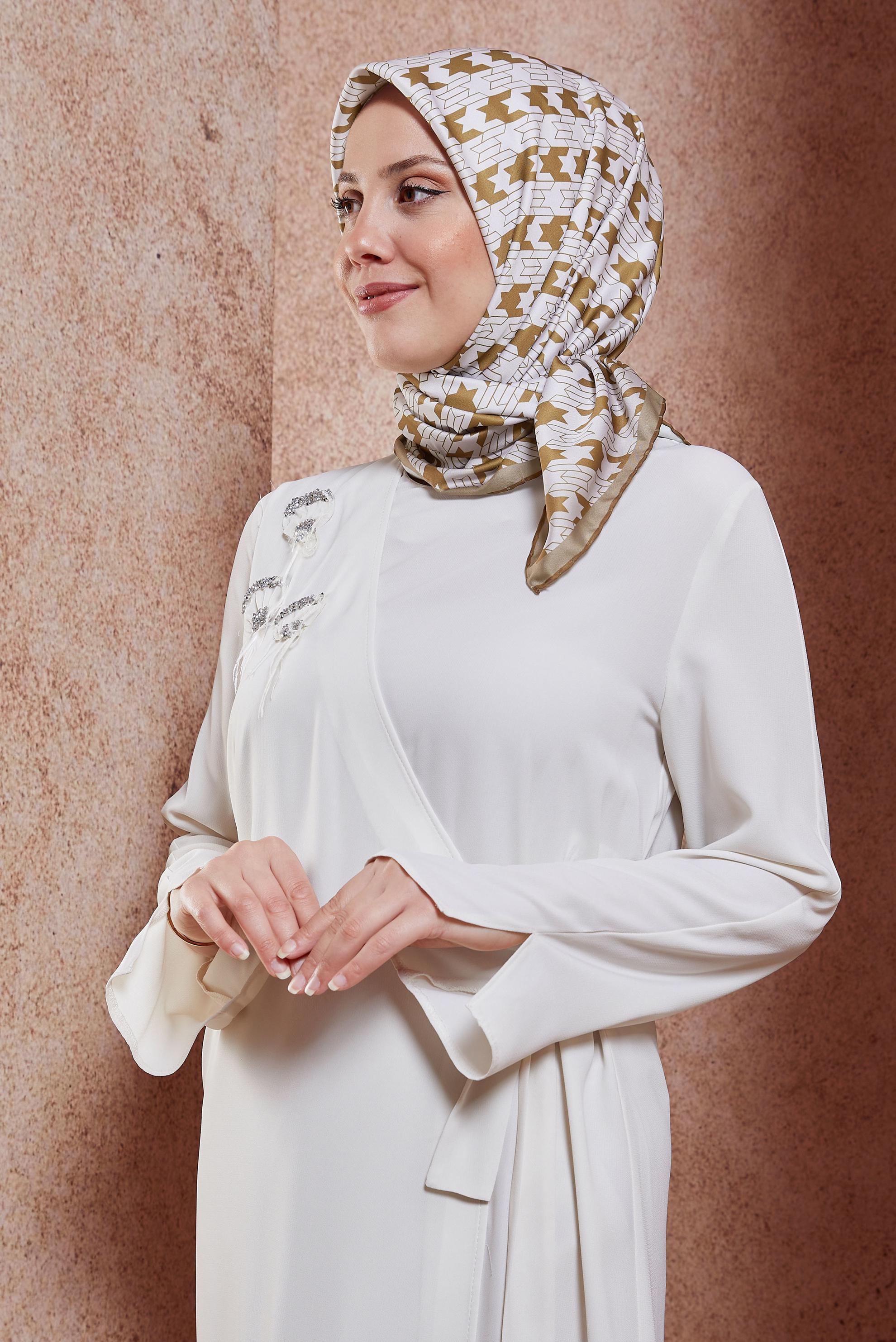 Tesettür giyim KAHVE ALVİNA DİJİTAL EŞARP 6801