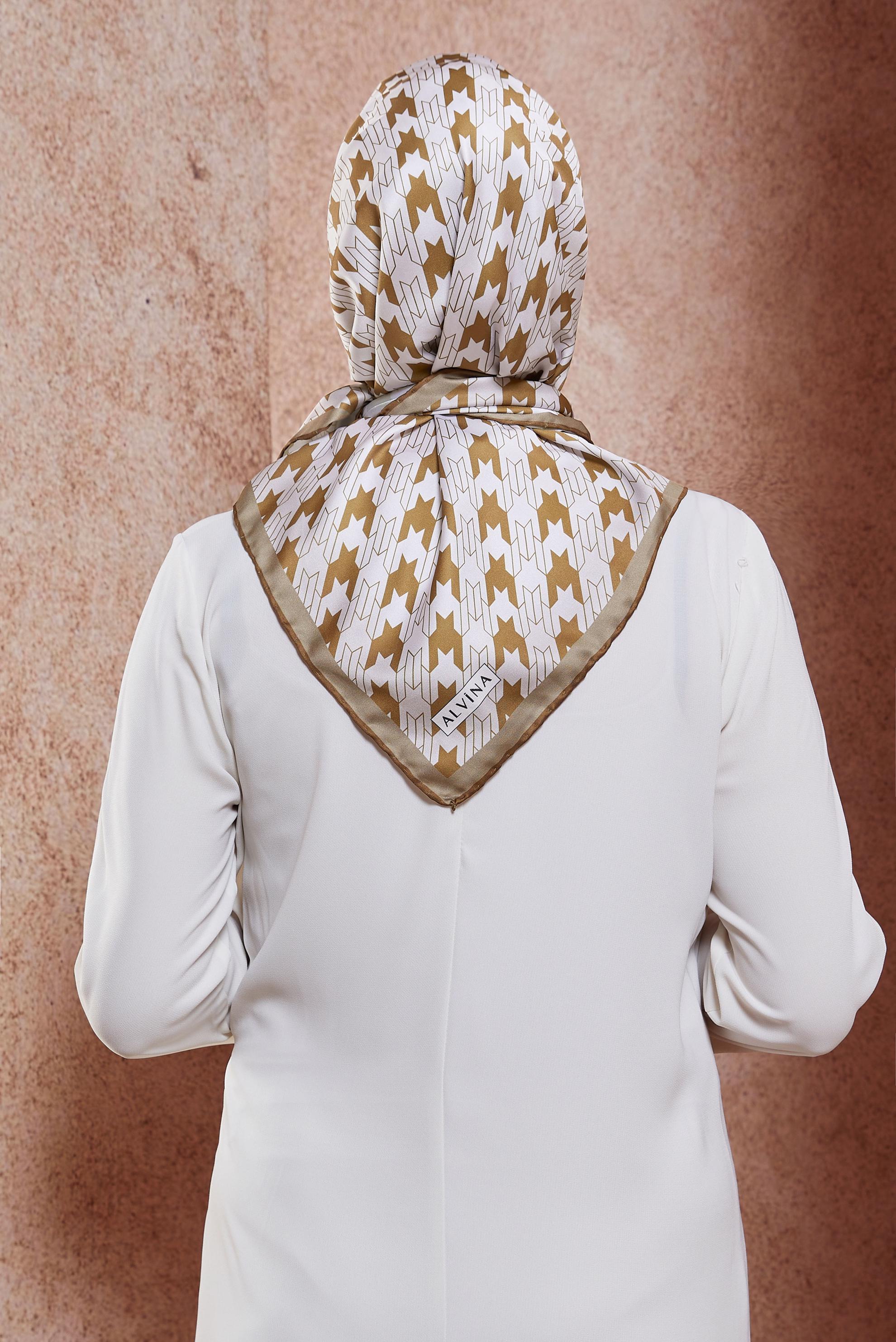 Tesettür giyim KAHVE ALVİNA DİJİTAL EŞARP 6801