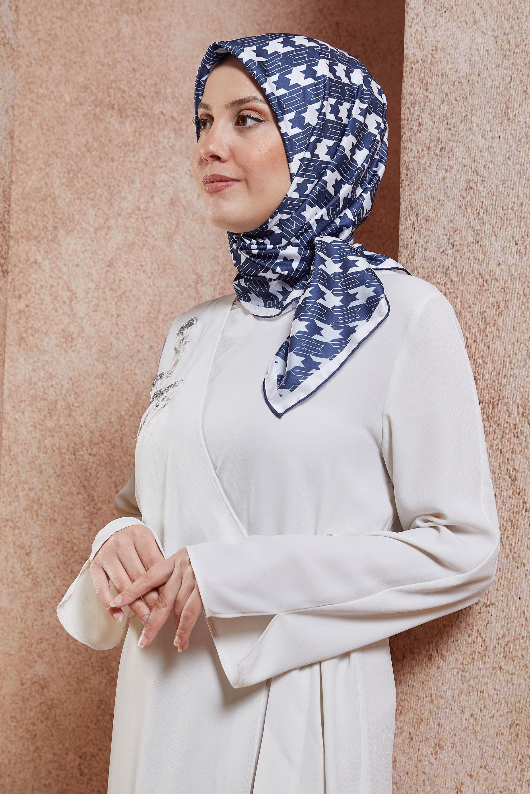 Tesettür giyim LACİVERT ALVİNA DİJİTAL EŞARP 6801