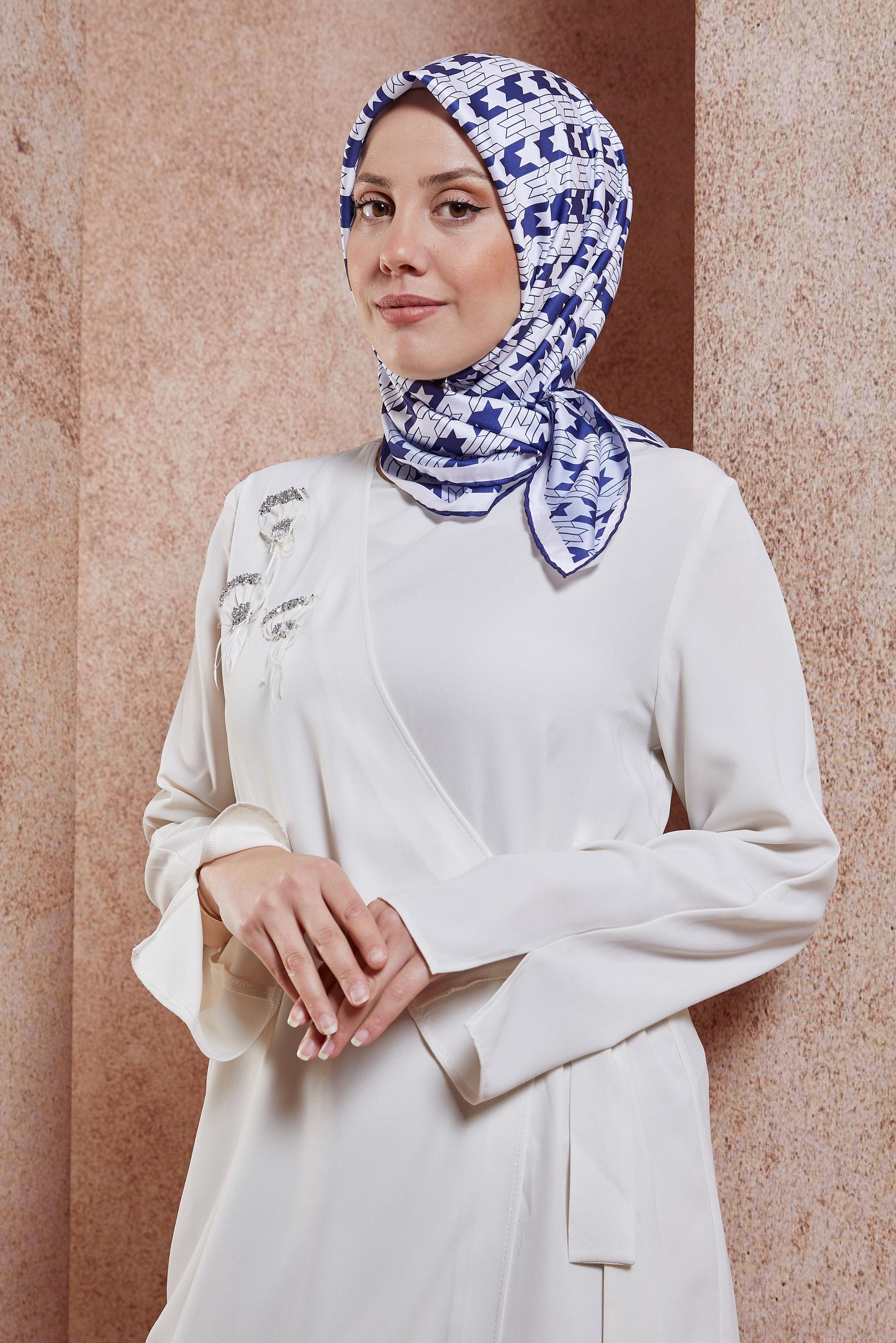 Tesettür giyim LACİVERT ALVİNA DİJİTAL EŞARP 6801