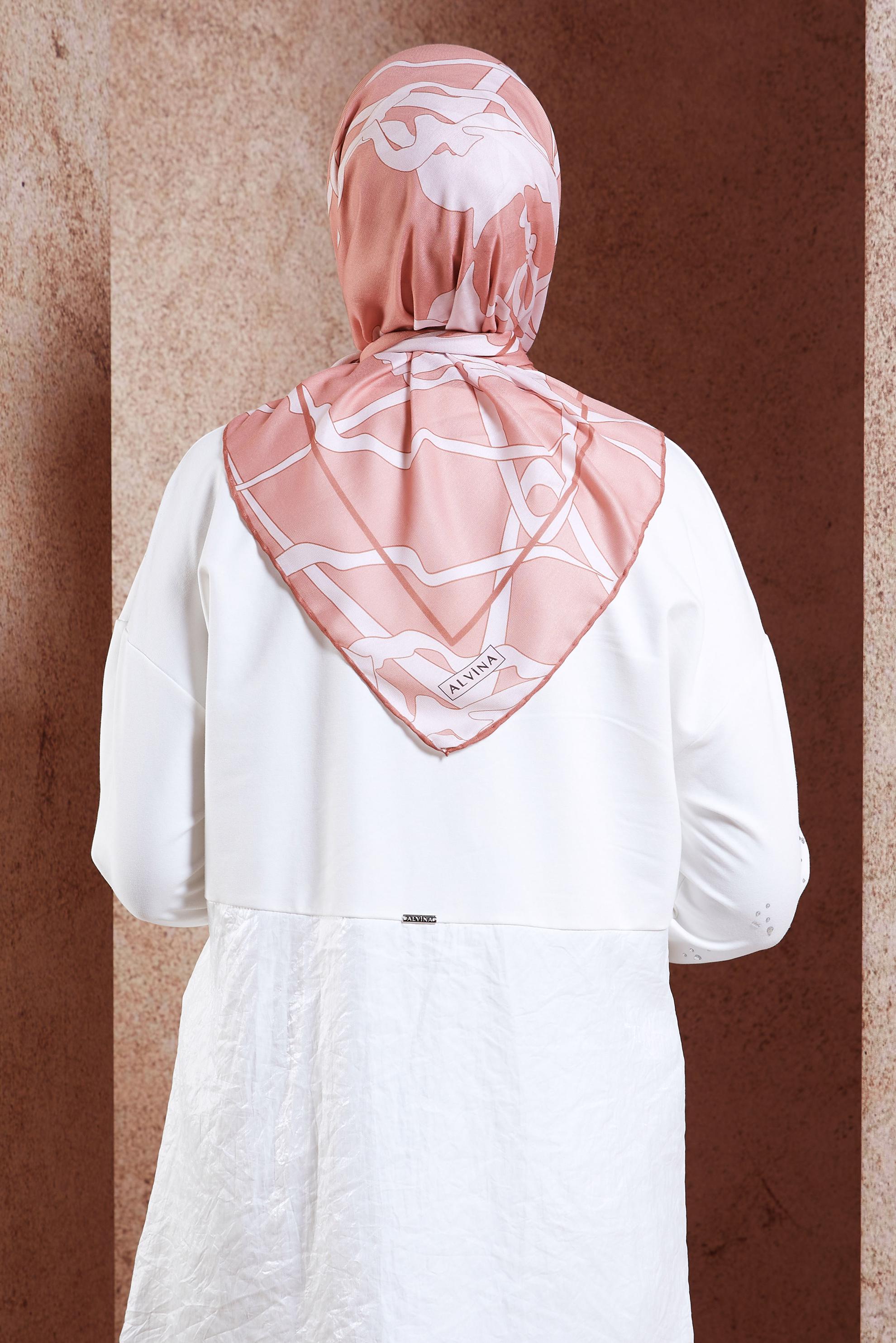 Tesettür giyim PUDRA ALVİNA DESENLİ EŞARP 7975