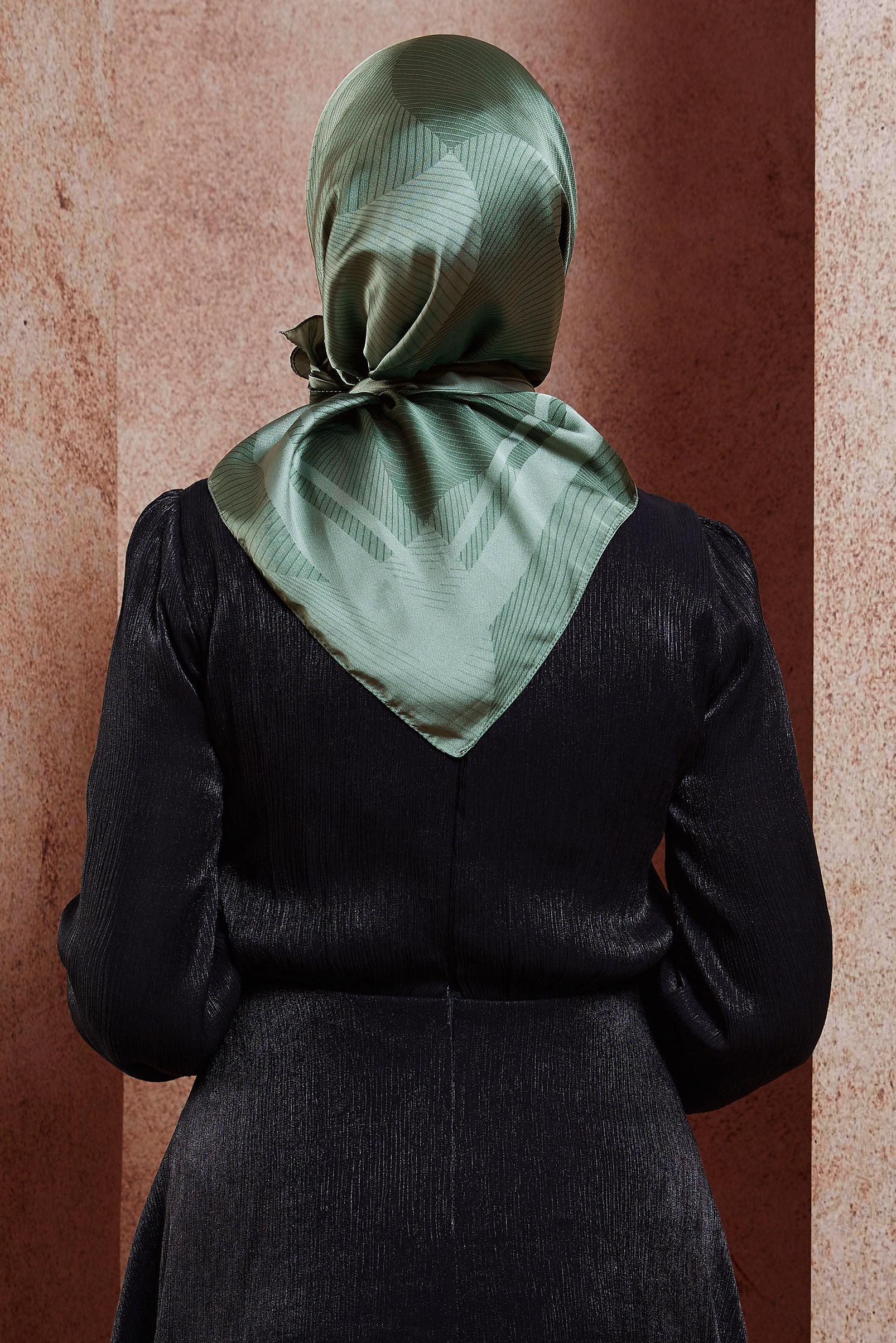 Tesettür giyim YEŞİL ALVİNA EŞARP 8402