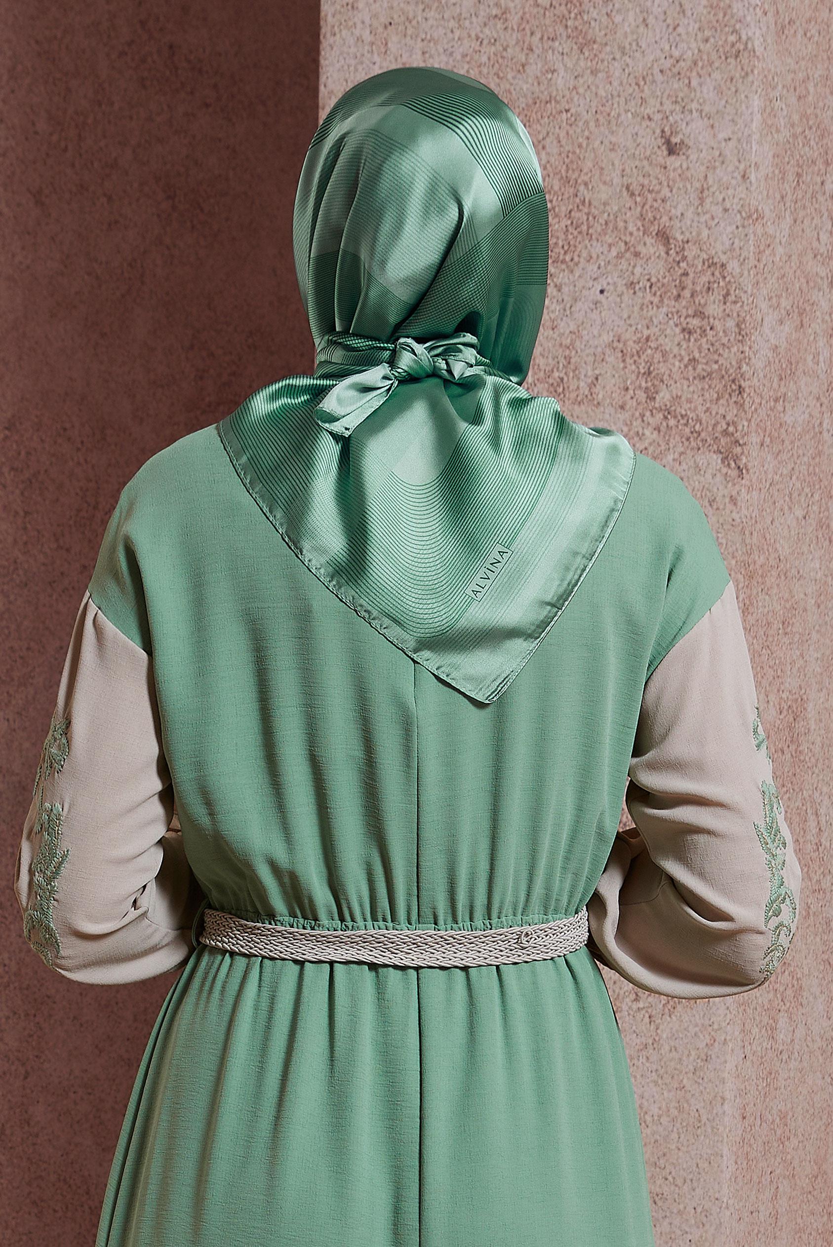 Tesettür giyim YEŞİL ALVİNA EŞARP 8403