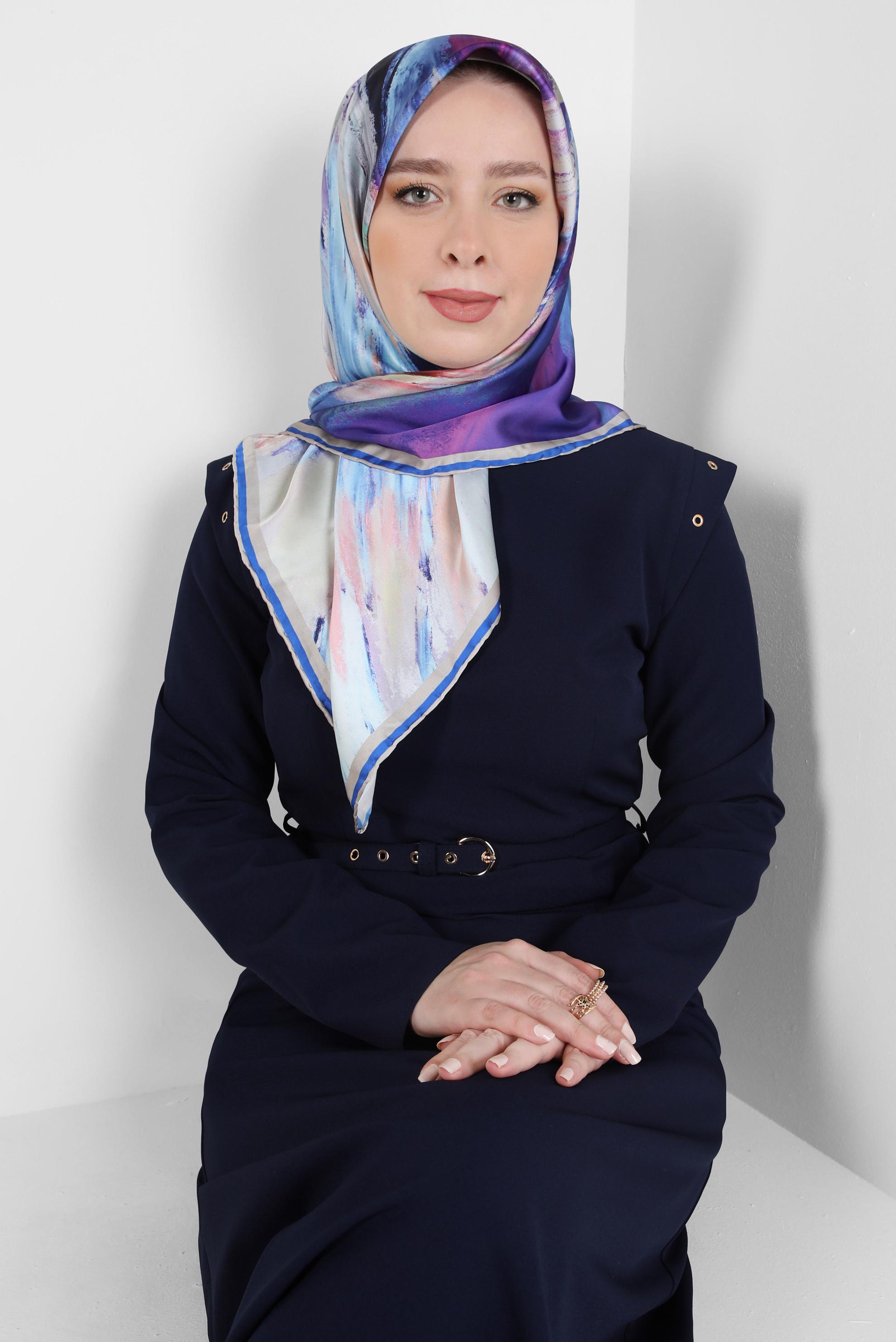 Tesettür giyim BEJ ALVİNA DESENLİ EŞARP 8405