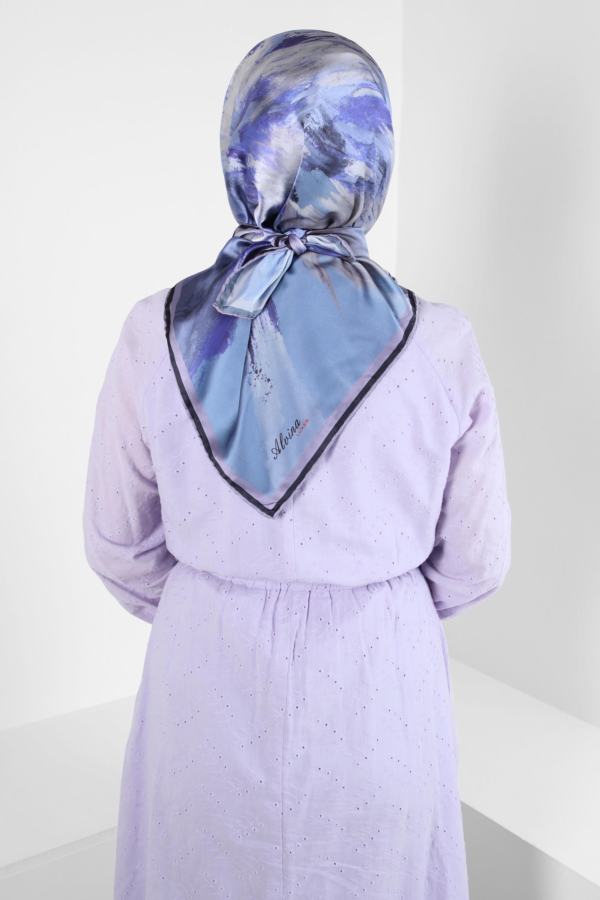 Tesettür giyim LACİVERT ALVİNA DESENLİ EŞARP 8405