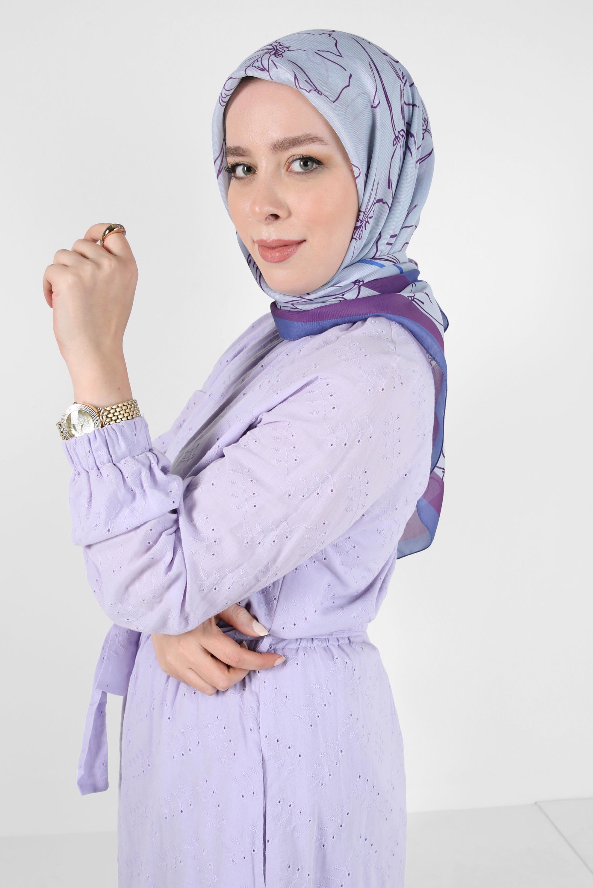 Tesettür giyim MAVİ ALVİNA SOFT EŞARP 8406