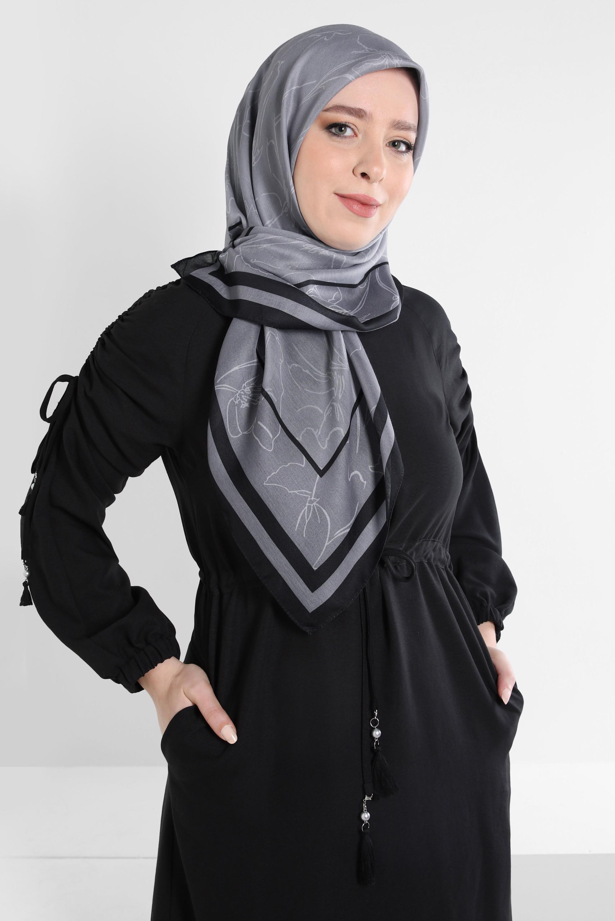 Tesettür giyim SİYAH ALVİNA SOFT EŞARP 8406
