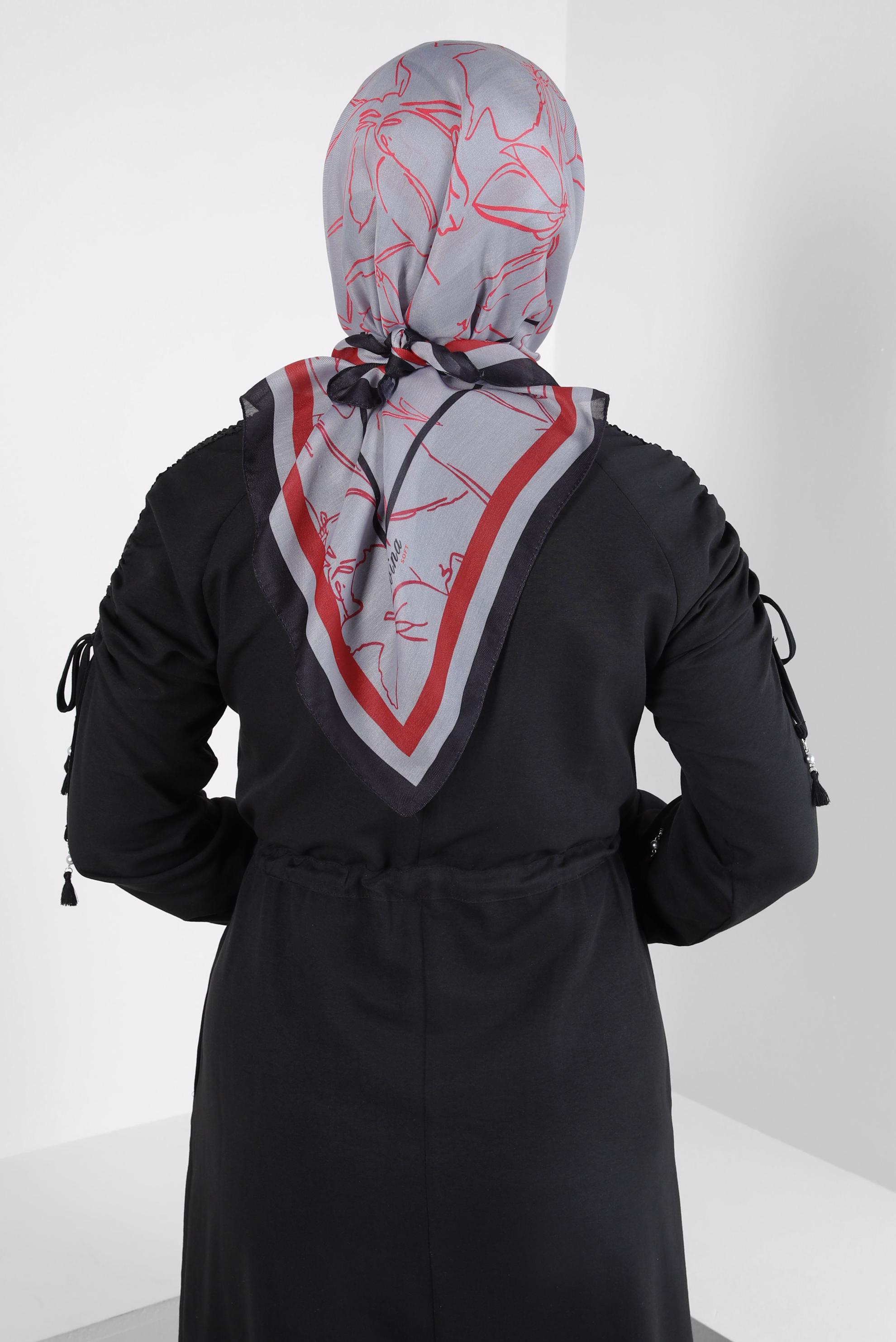 Tesettür giyim GRİ ALVİNA SOFT EŞARP 8406