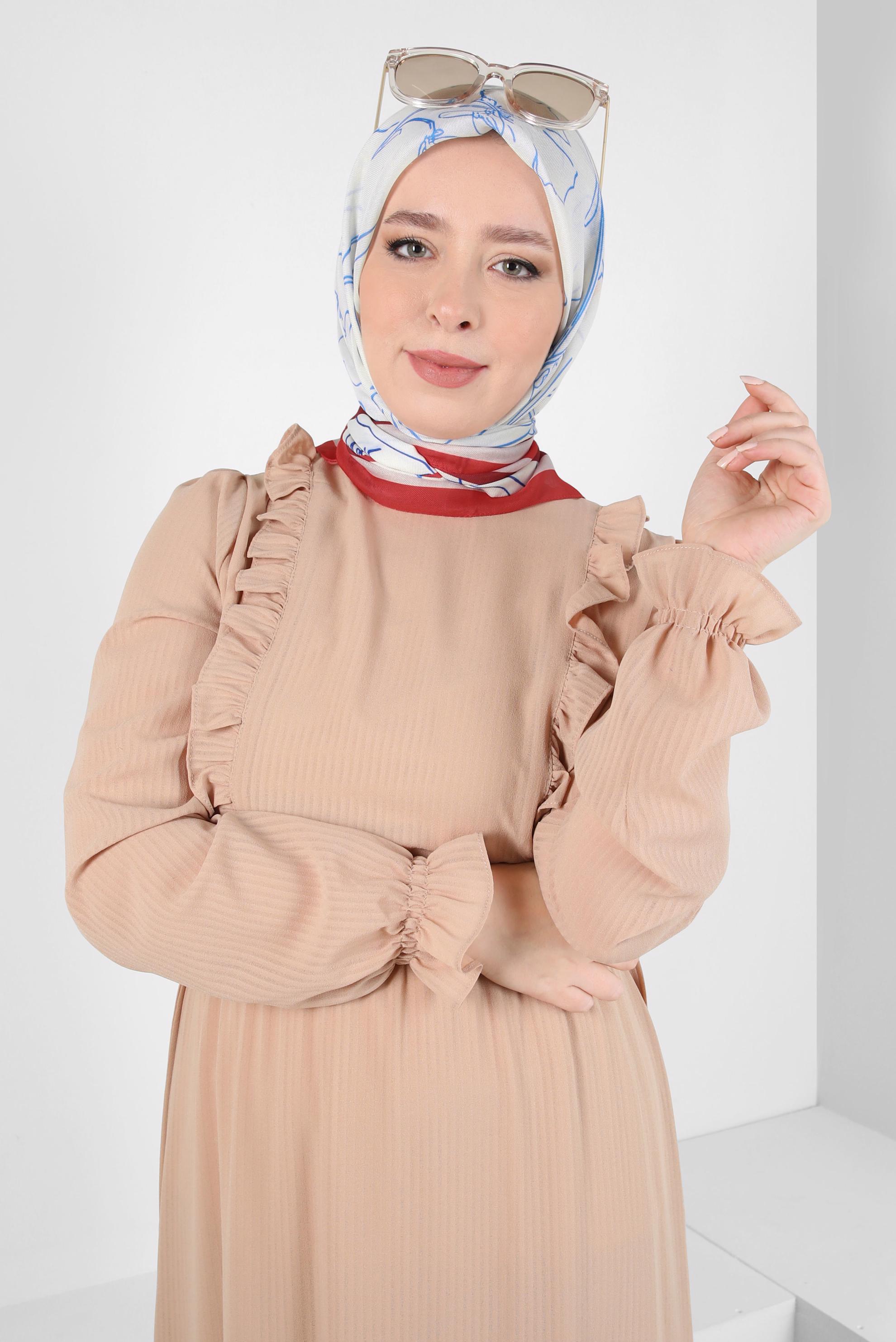 Tesettür giyim EKRU ALVİNA SOFT EŞARP 8406