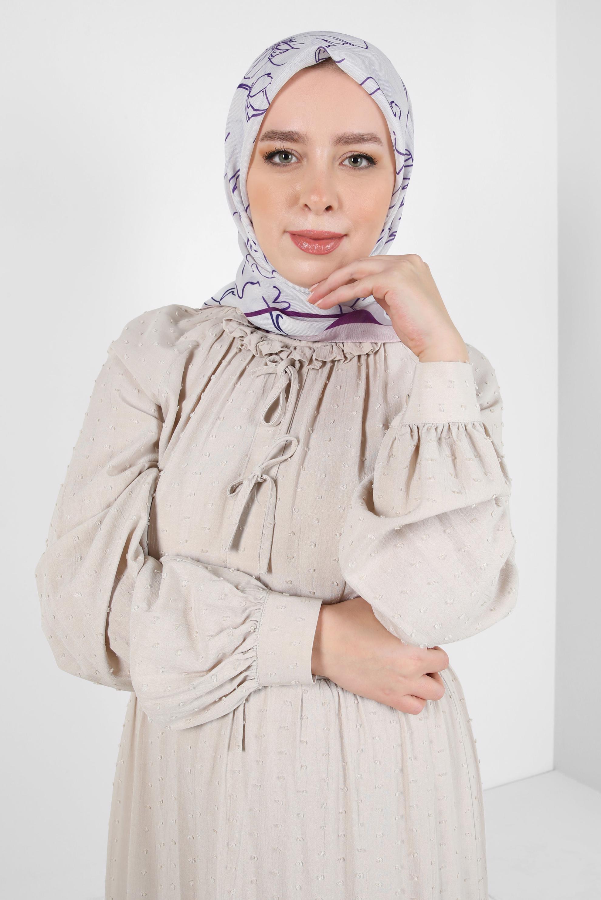 Tesettür giyim EKRU ALVİNA SOFT EŞARP 8406