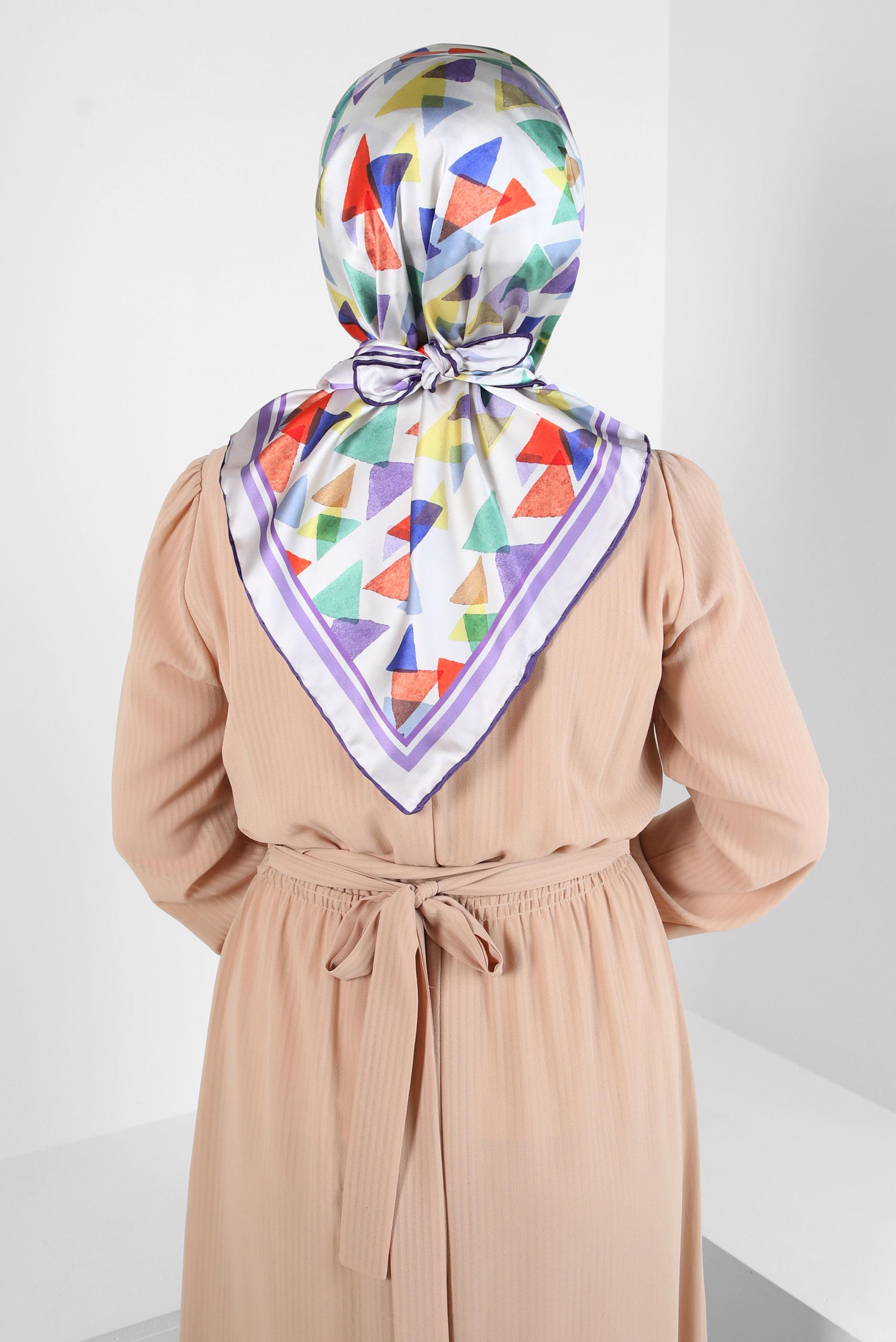 Tesettür giyim MOR ALVİNA DESENLİ EŞARP 8408