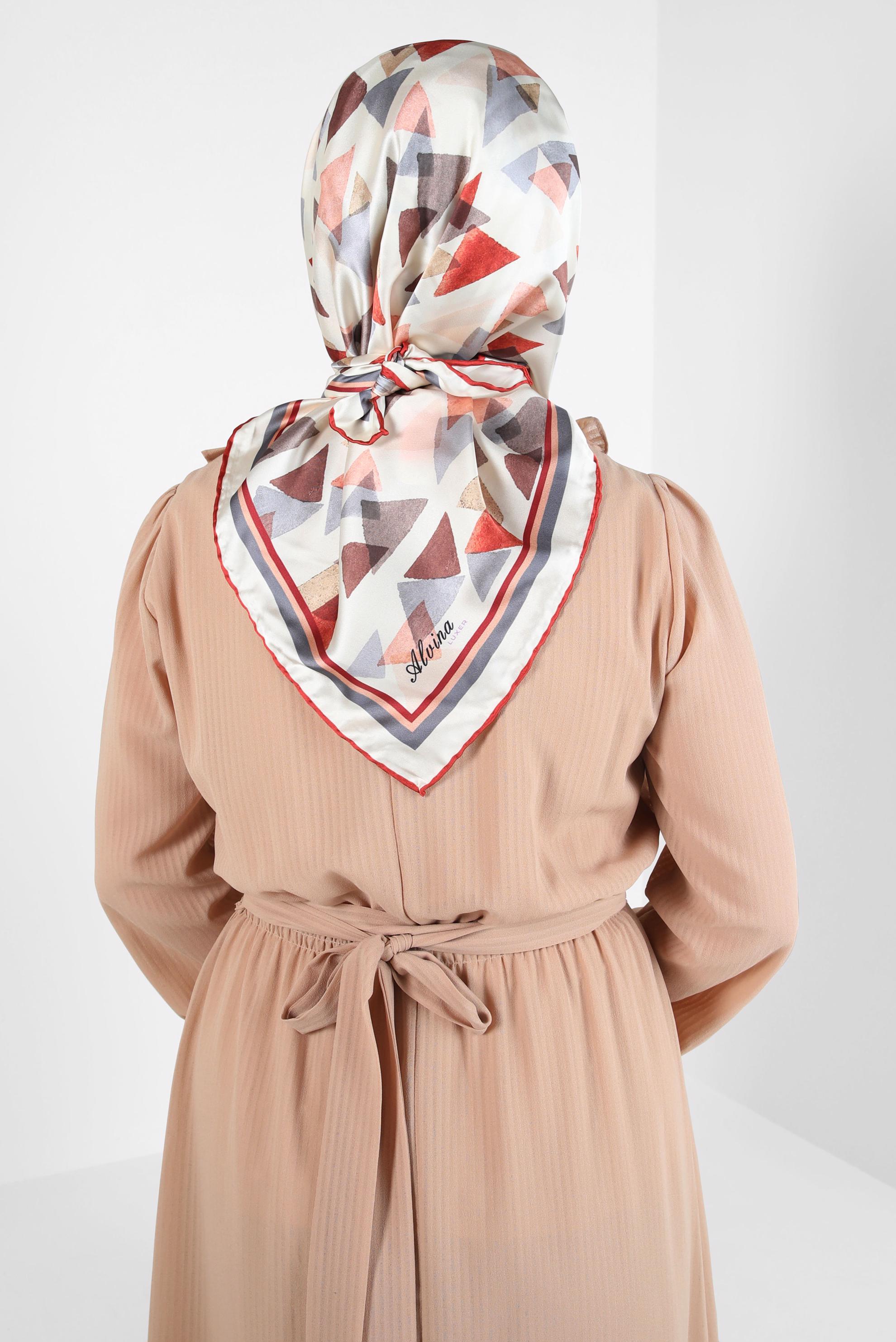 Tesettür giyim TURUNCU ALVİNA DESENLİ EŞARP 8408