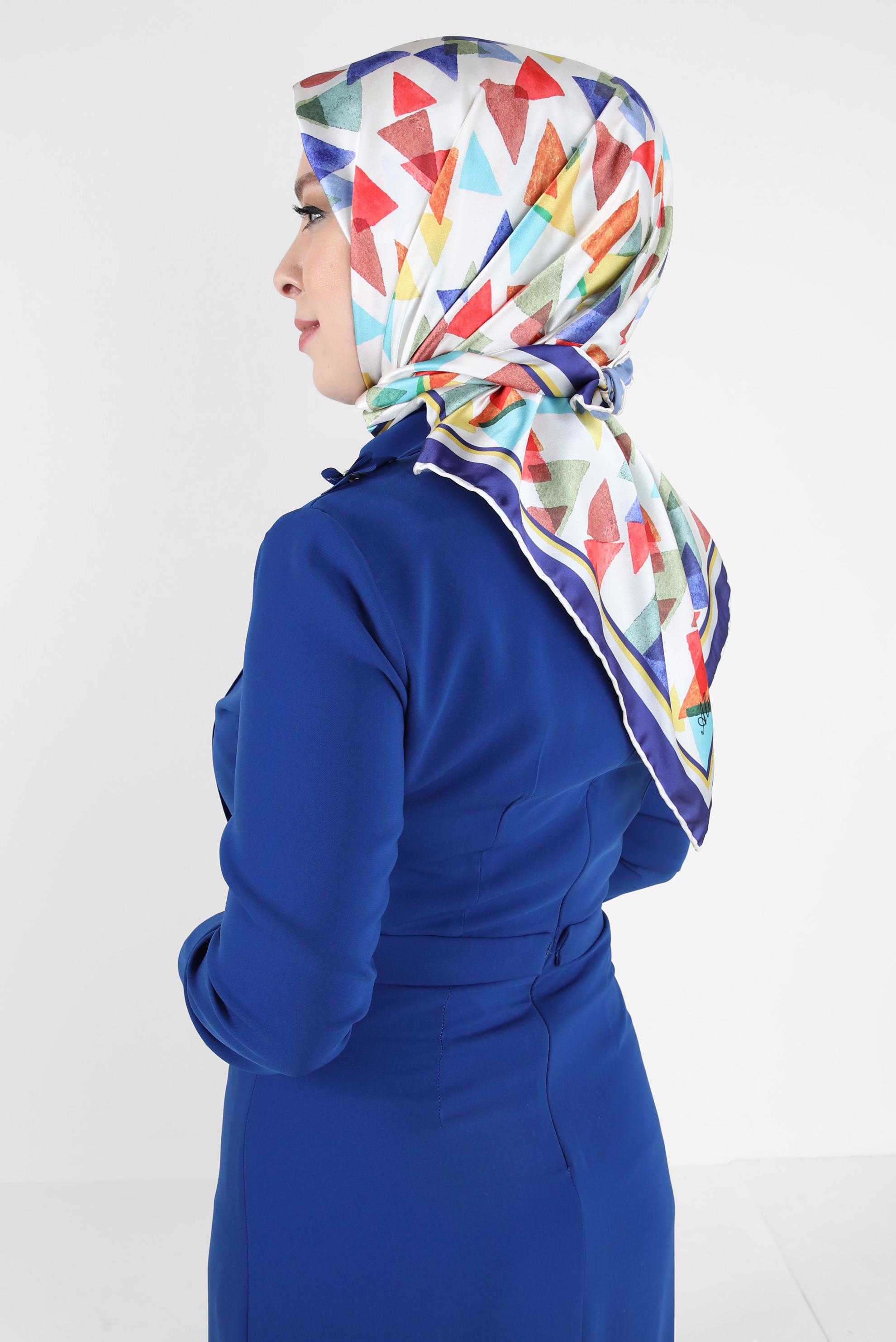 Tesettür giyim LACİVERT ALVİNA DESENLİ EŞARP 8408