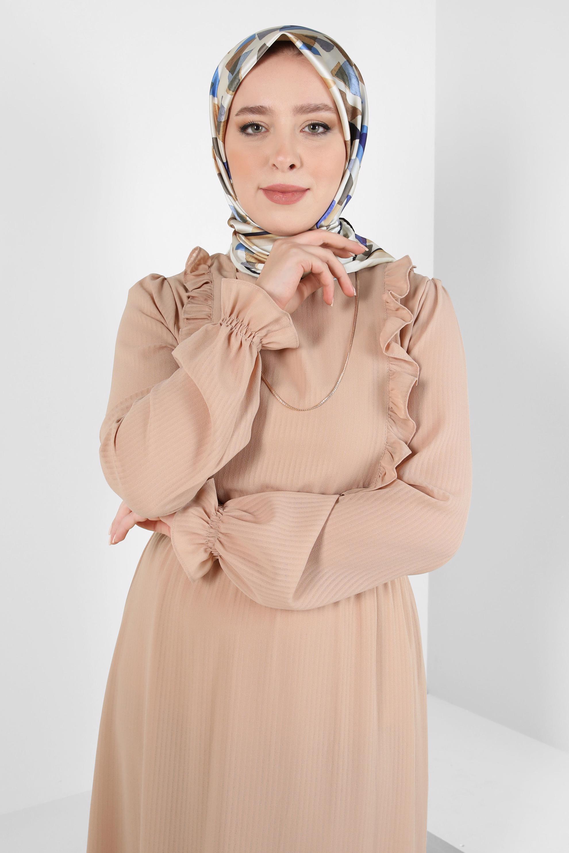 Tesettür giyim LACİVERT ALVİNA DESENLİ EŞARP 8408