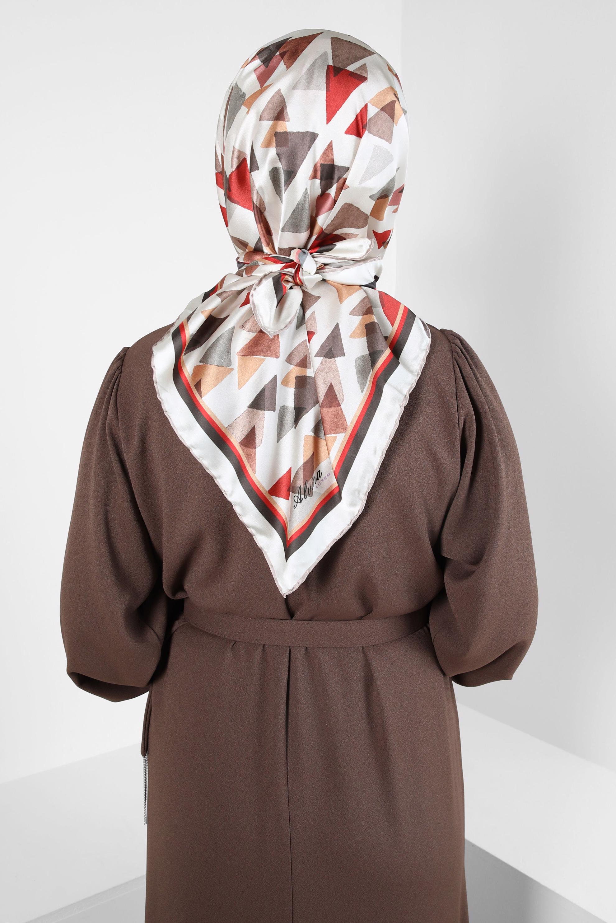 Tesettür giyim TABA ALVİNA DESENLİ EŞARP 8408