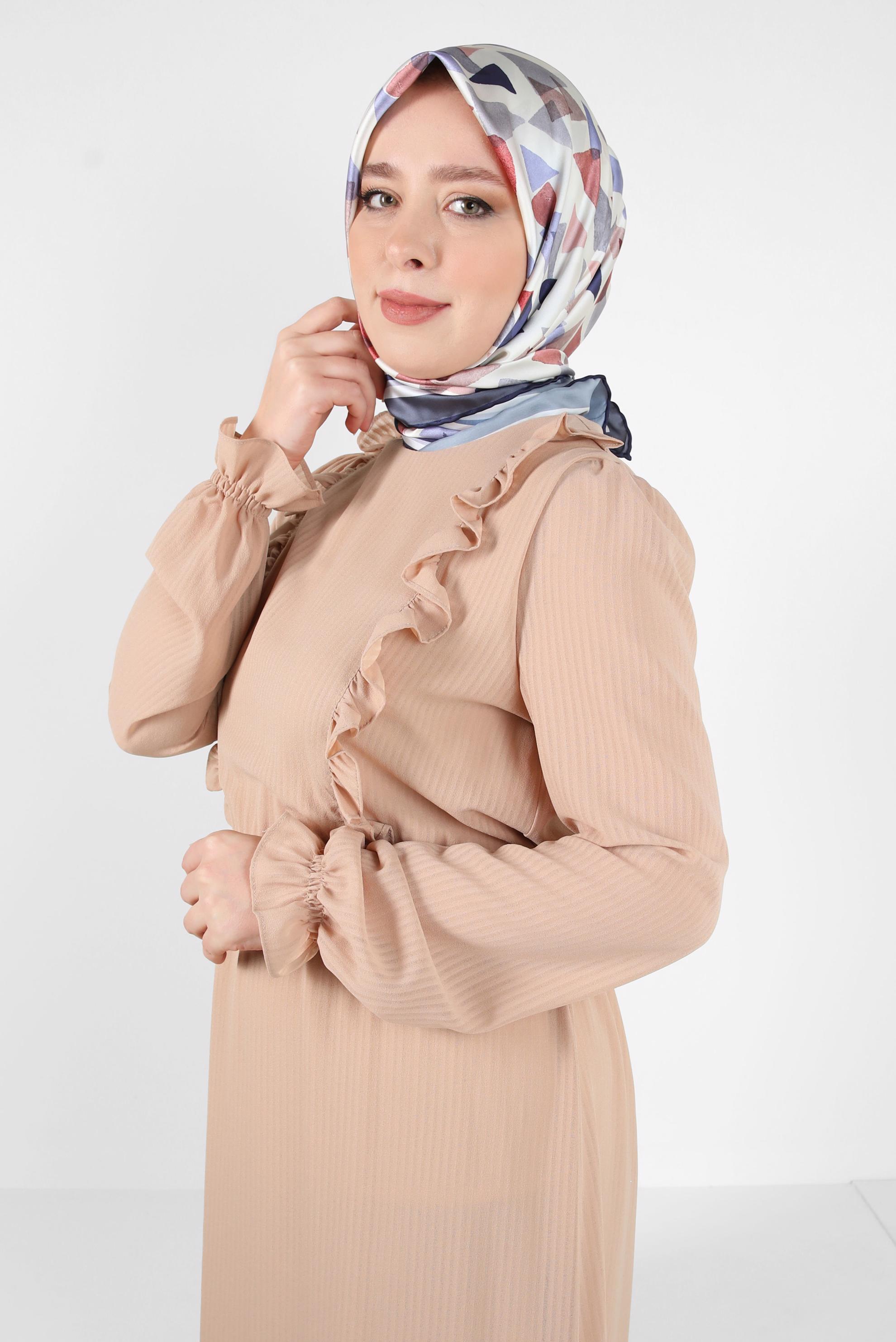 Tesettür giyim LACİVERT ALVİNA DESENLİ EŞARP 8408