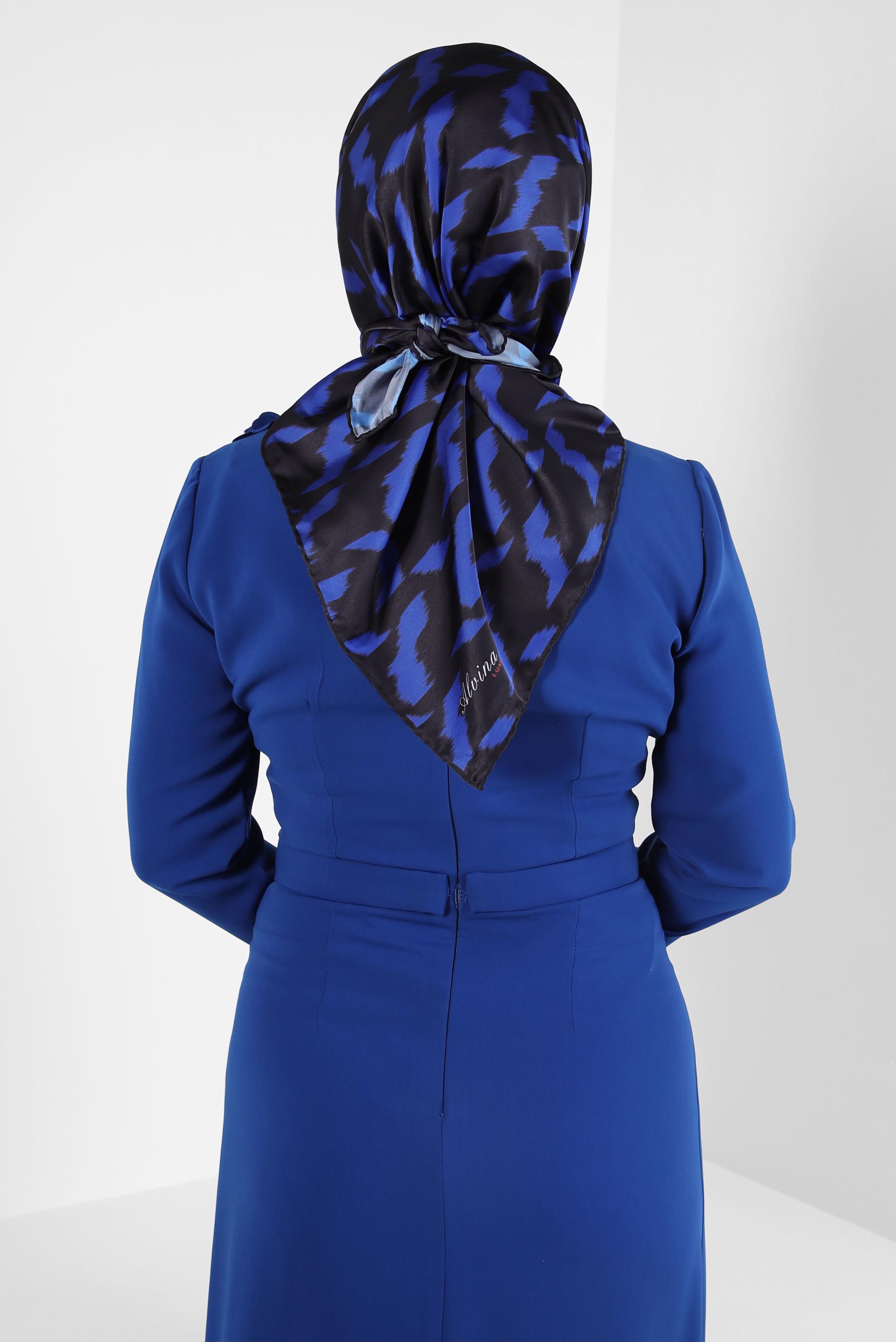 Tesettür giyim SİYAH ALVİNA DESENLİ EŞARP 8409