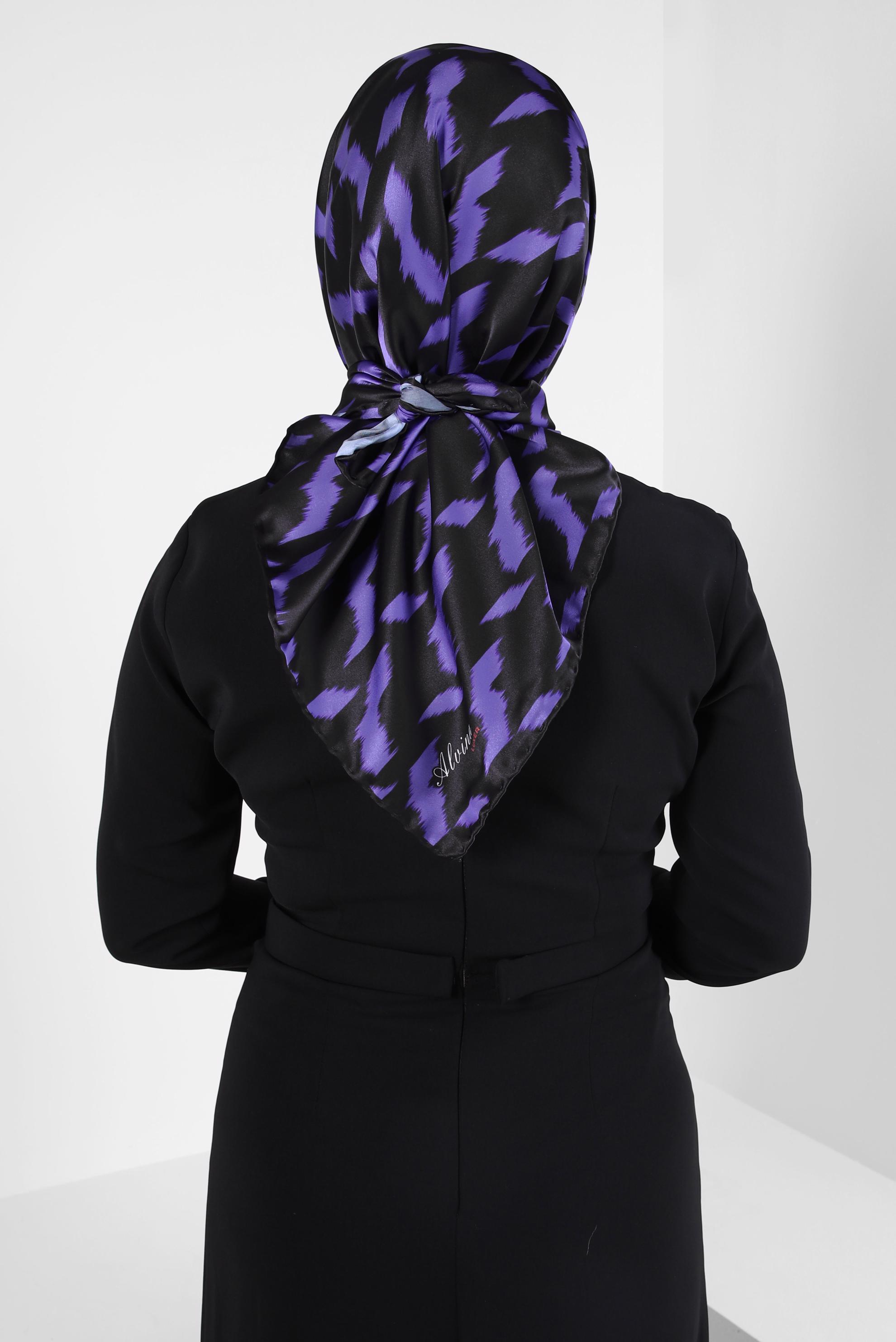 Tesettür giyim SİYAH ALVİNA DESENLİ EŞARP 8409