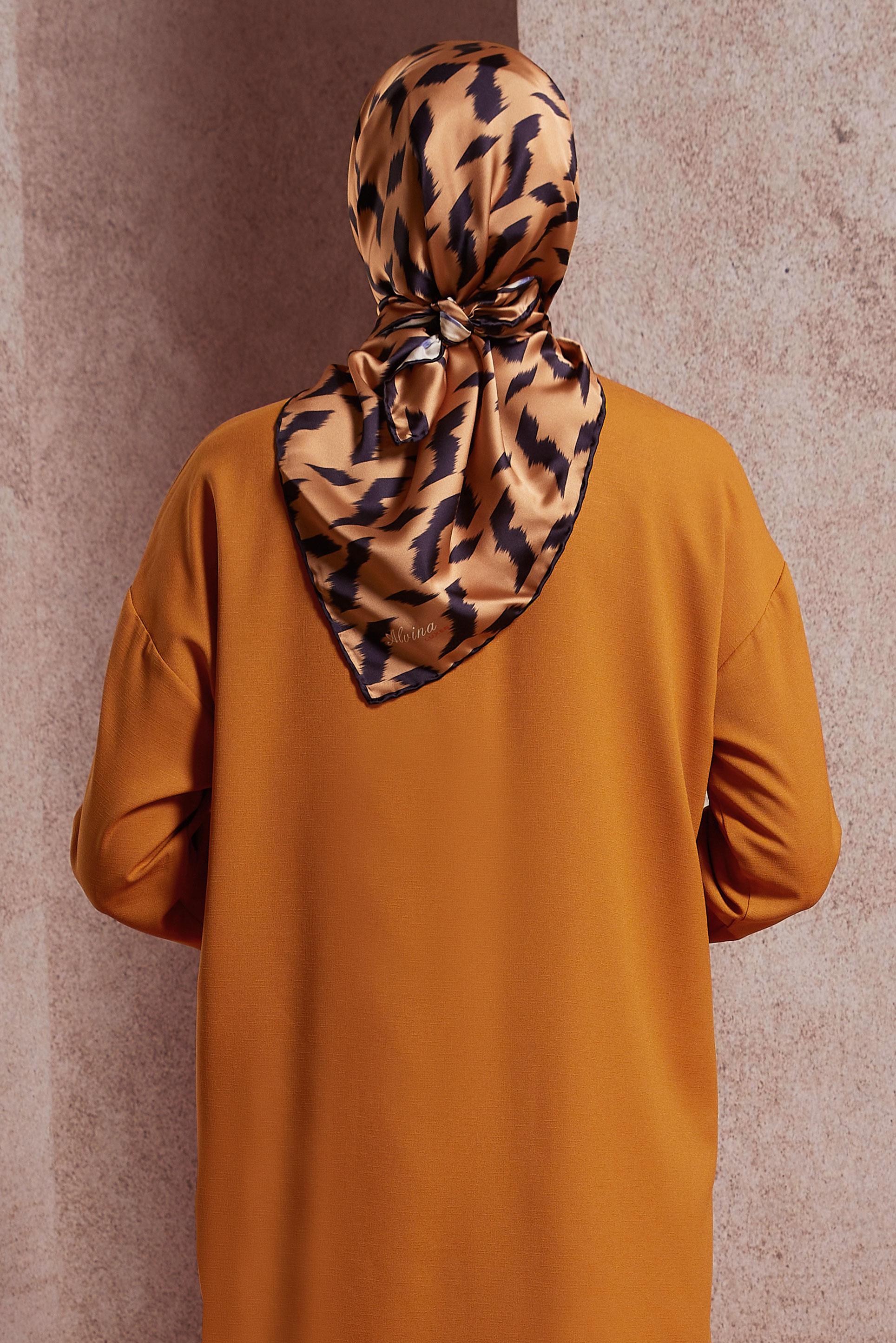 Tesettür giyim SİYAH ALVİNA DESENLİ EŞARP 8409