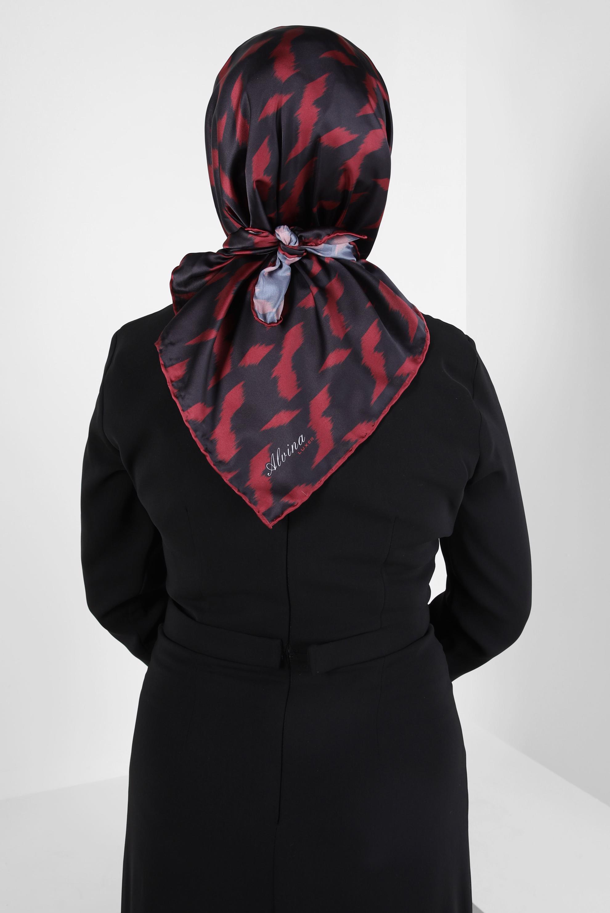 Tesettür giyim BORDO ALVİNA DESENLİ EŞARP 8409